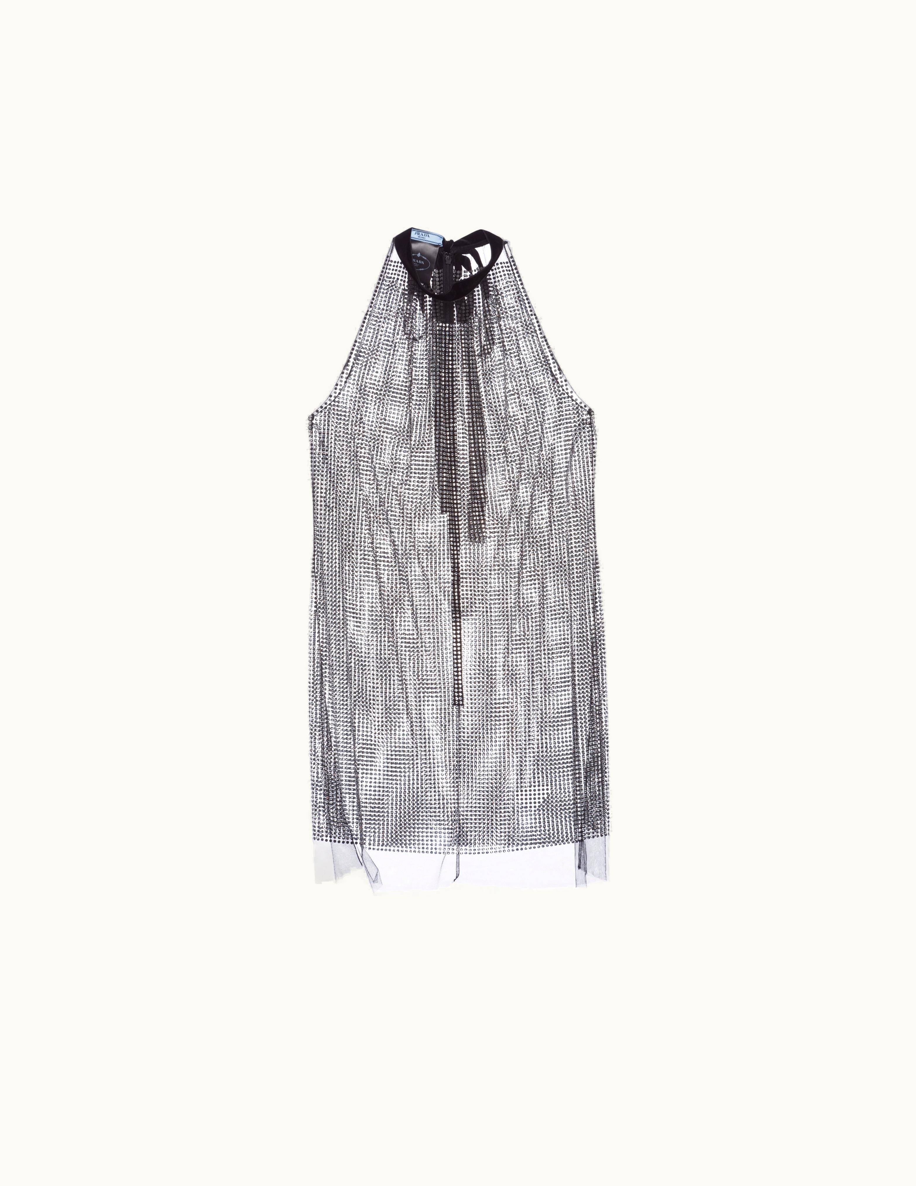 Prada Prada Rhinestone-Studded Tulle Dress