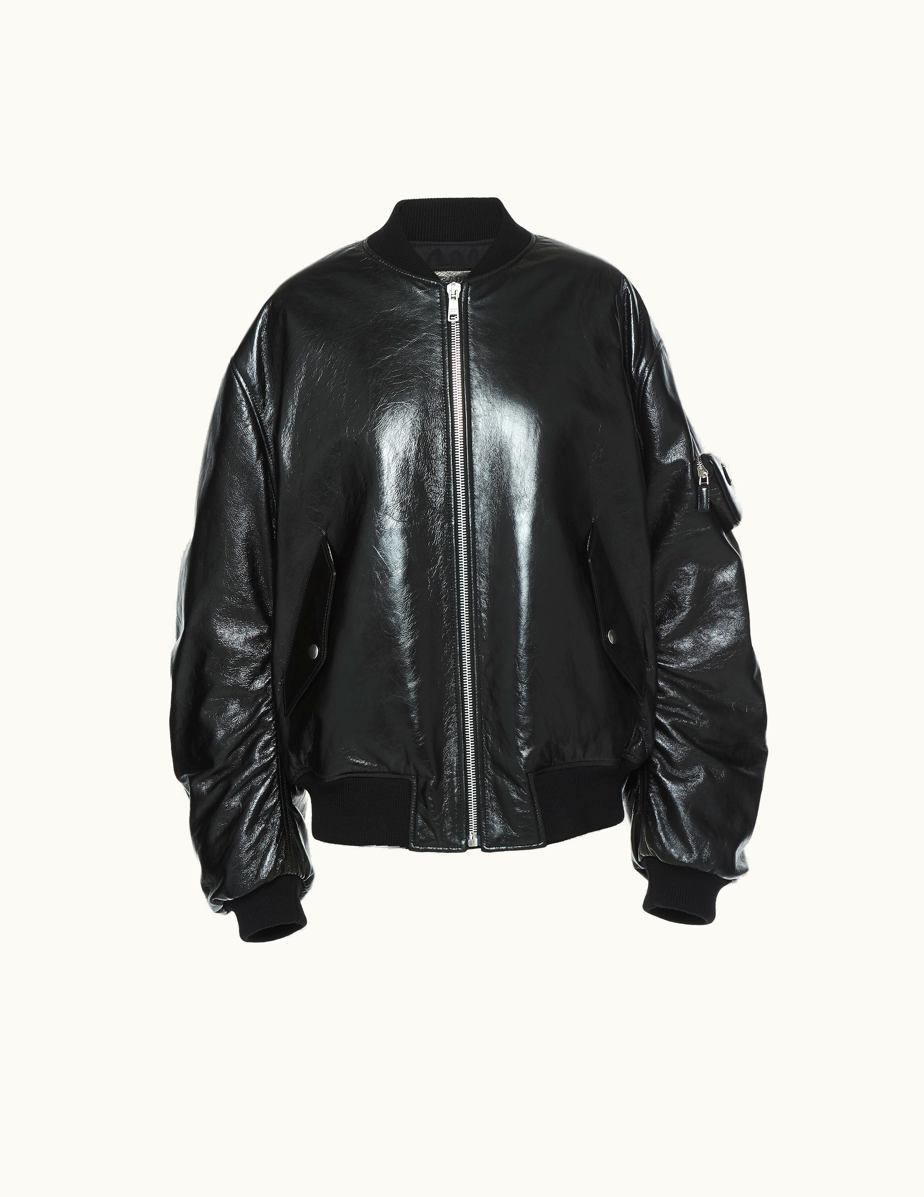 Prada Prada Oversized Nappa Leather Bomber Jacket
