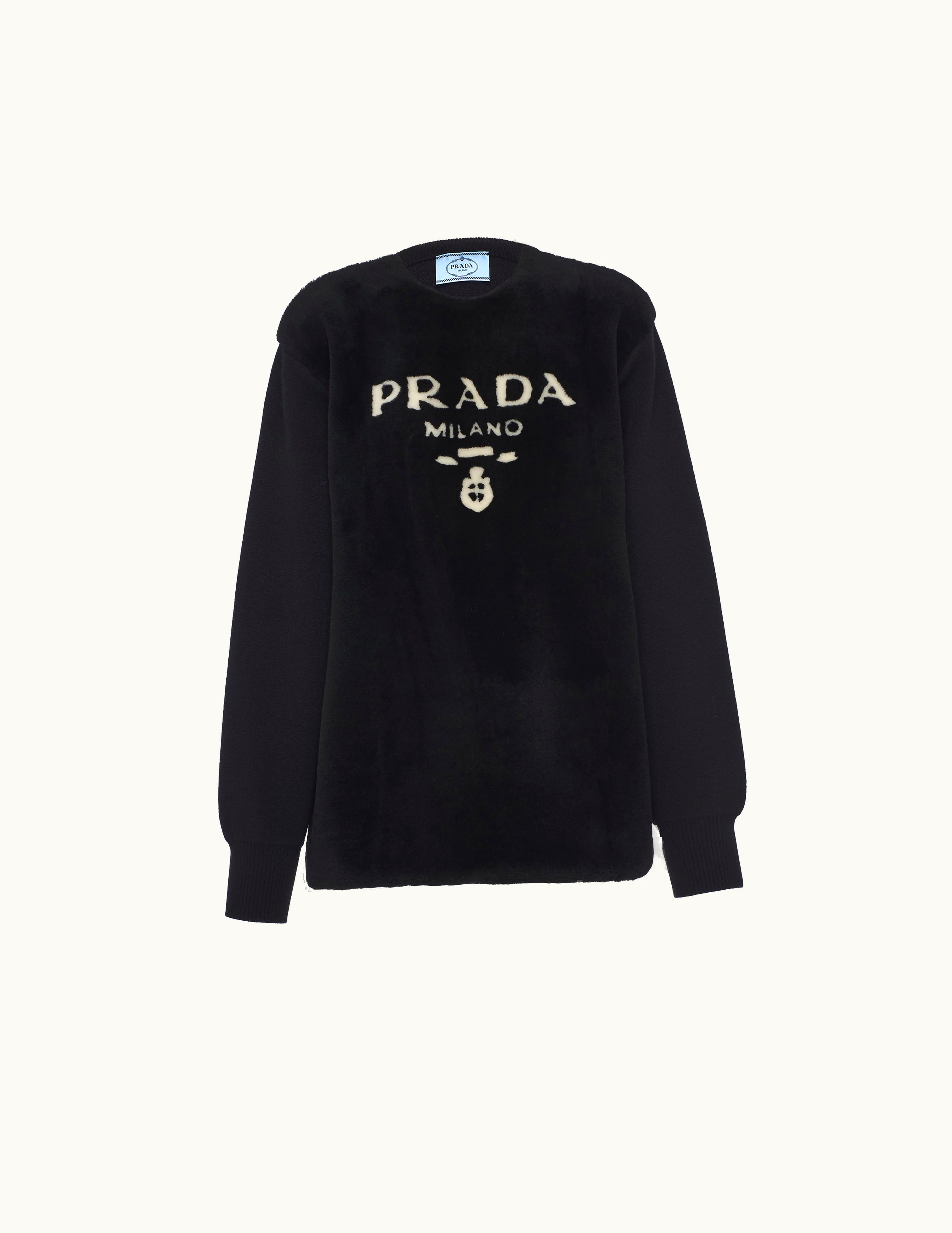 Prada Prada Intarsia Shearling And Cashmere Sweater