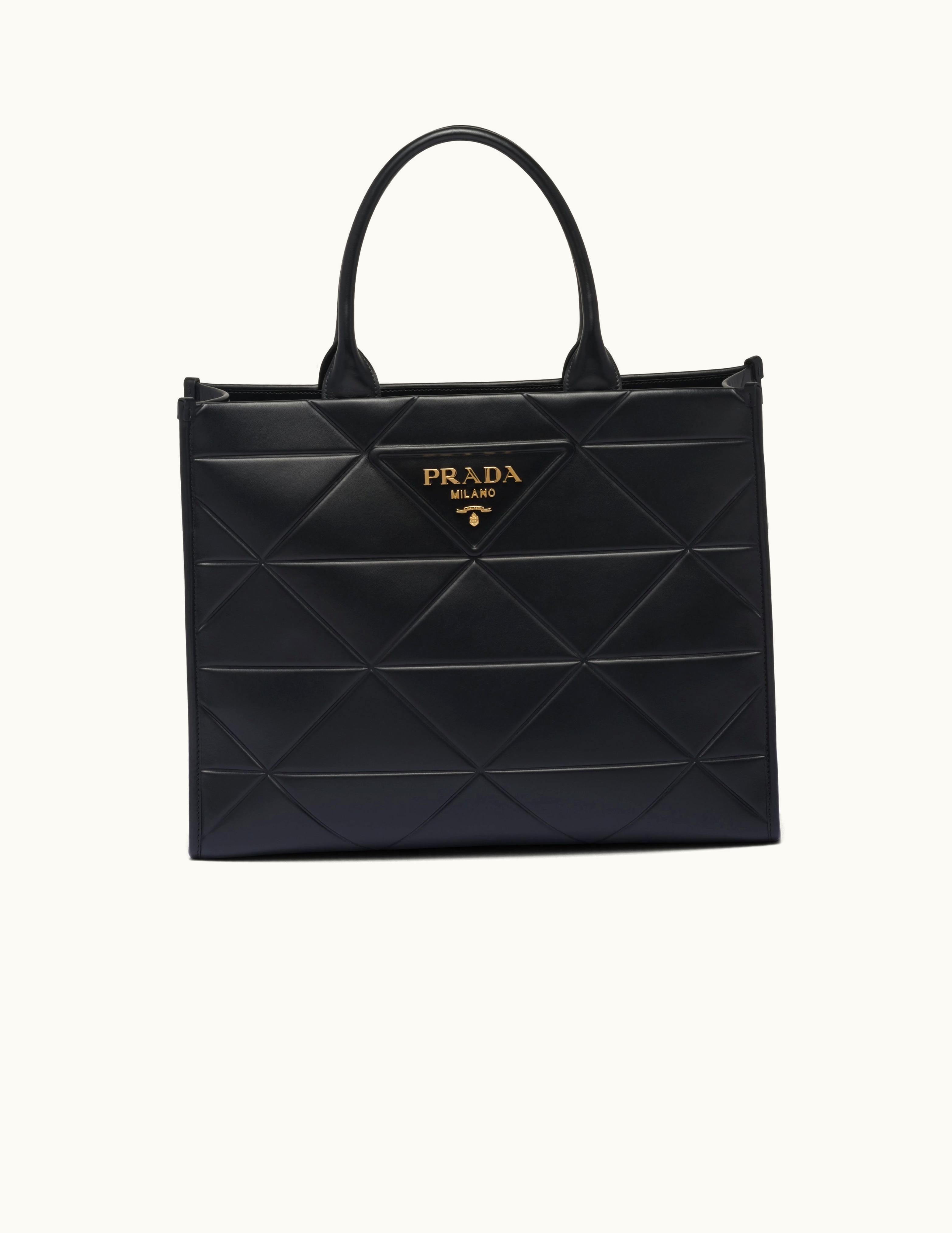 Prada Prada Large Leather Prada Symbole Bag With Topstitching