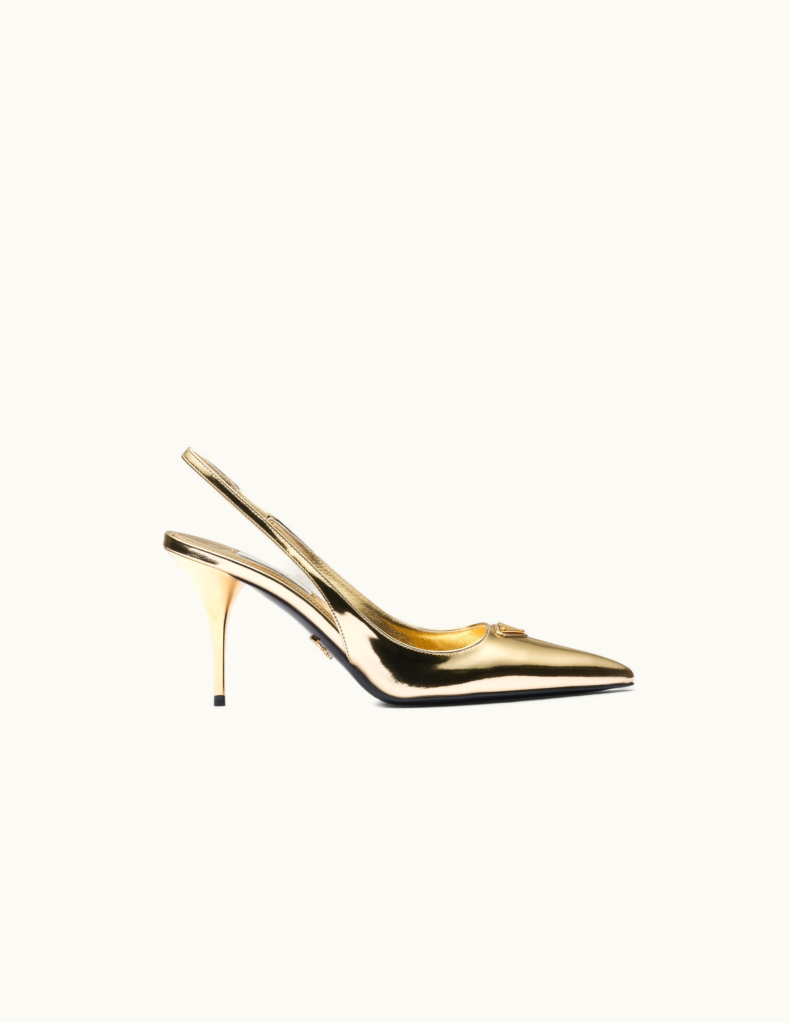 Prada Prada Metallic Leather Slingback Pumps UZ0155953