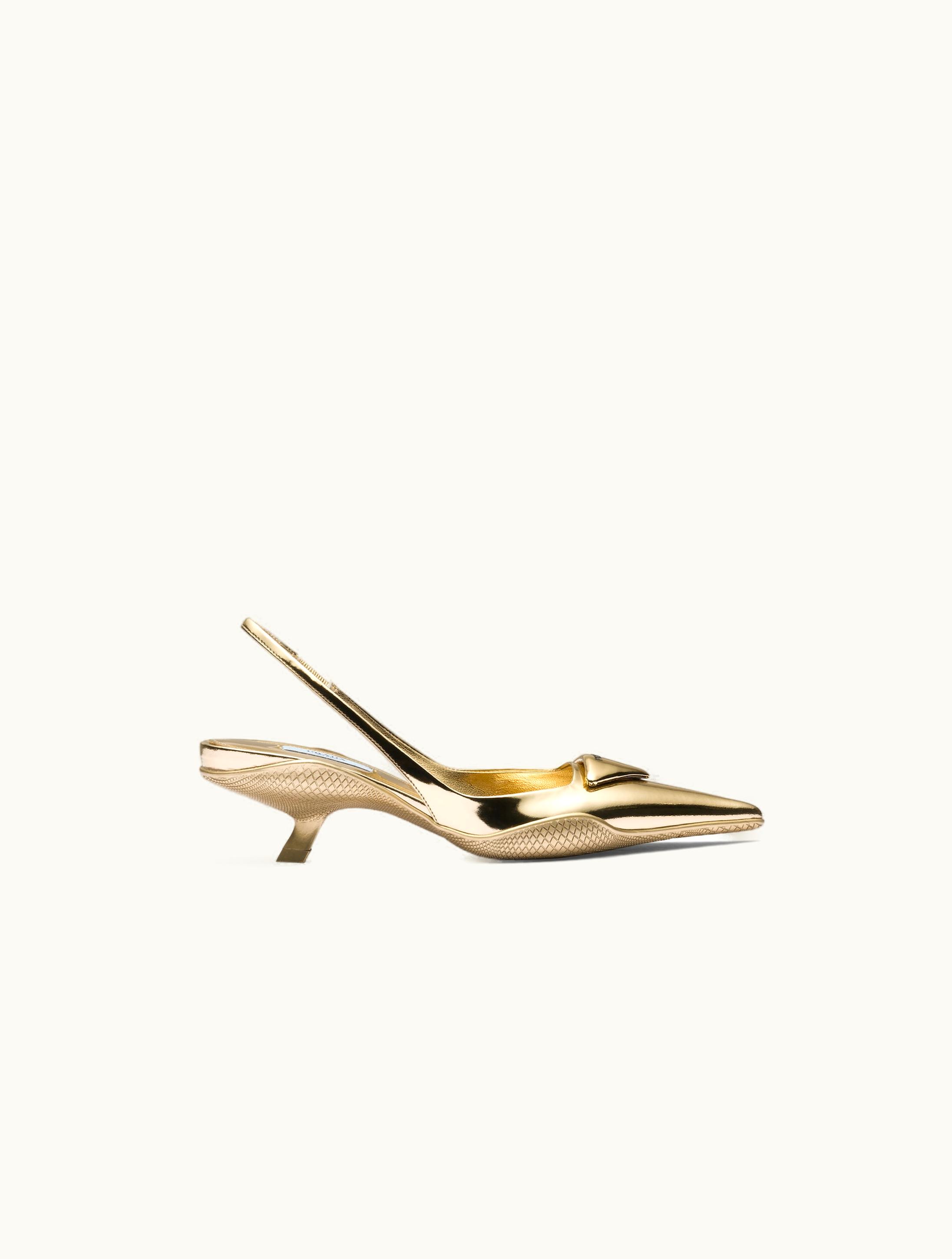 Prada Prada Metallic Leather Slingback Pumps UZ0155955