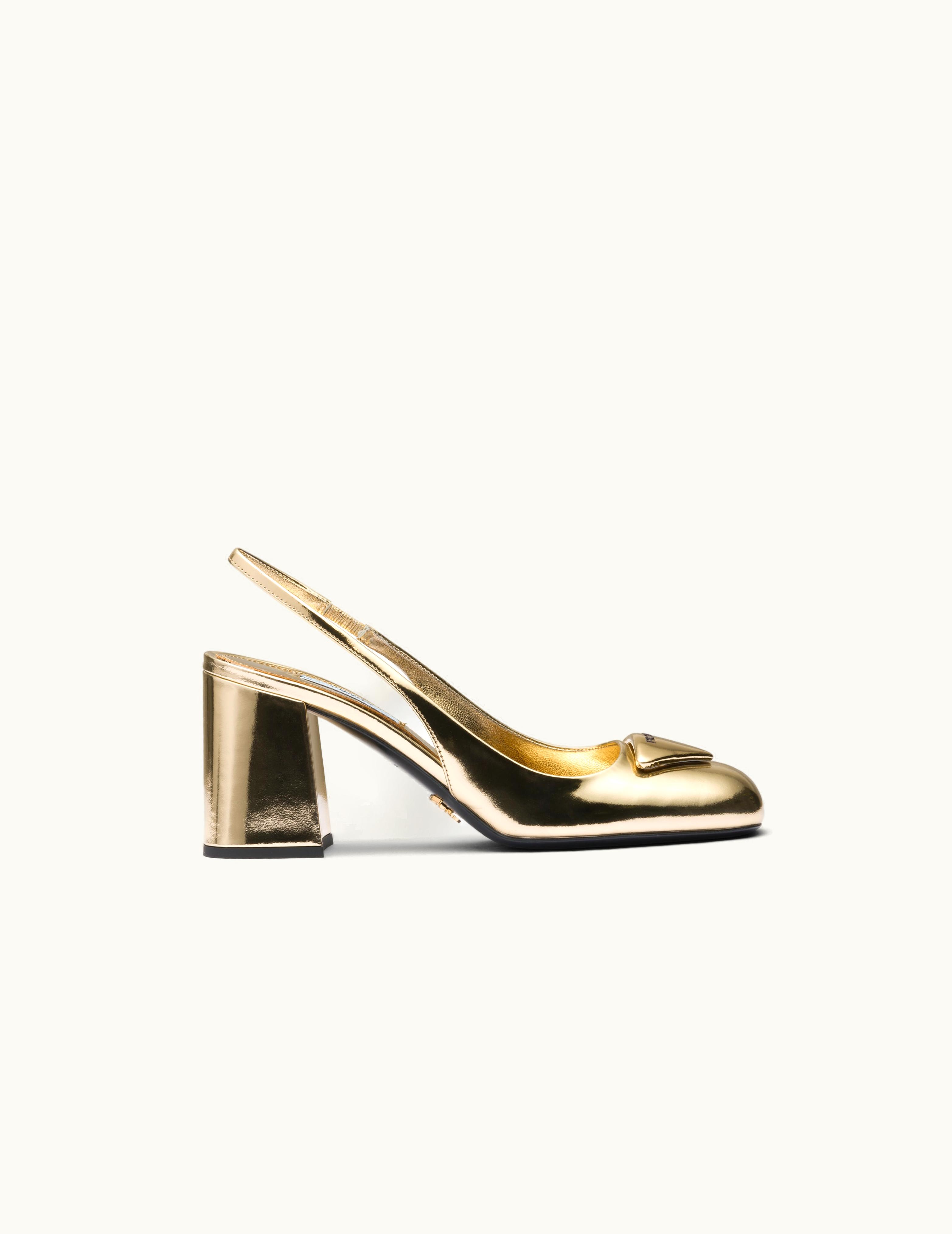 Prada Prada Metallic Leather Slingback Pumps UZ0155958