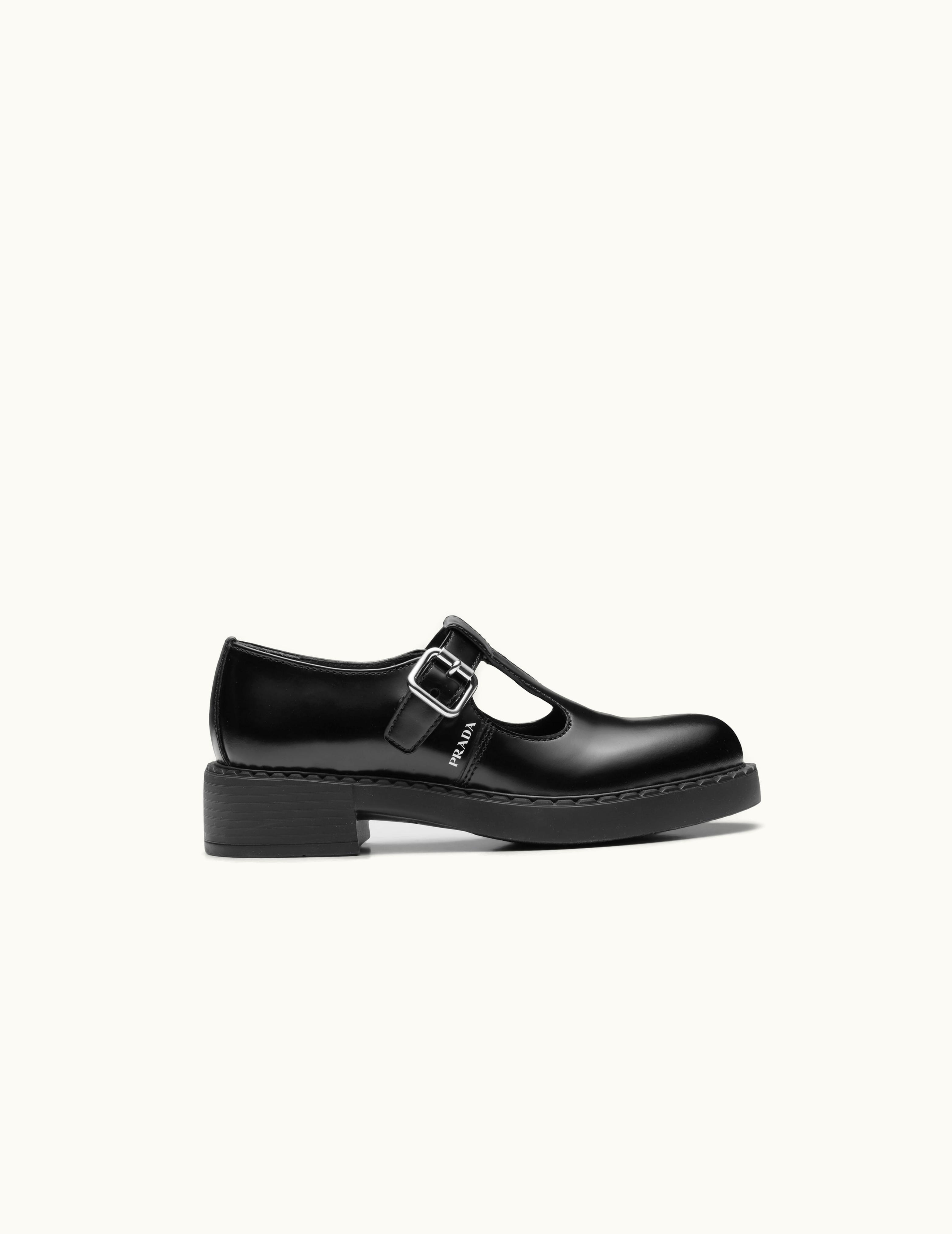 Prada Prada Brushed-Leather Mary Jane T-Strap Shoes UZ0155961