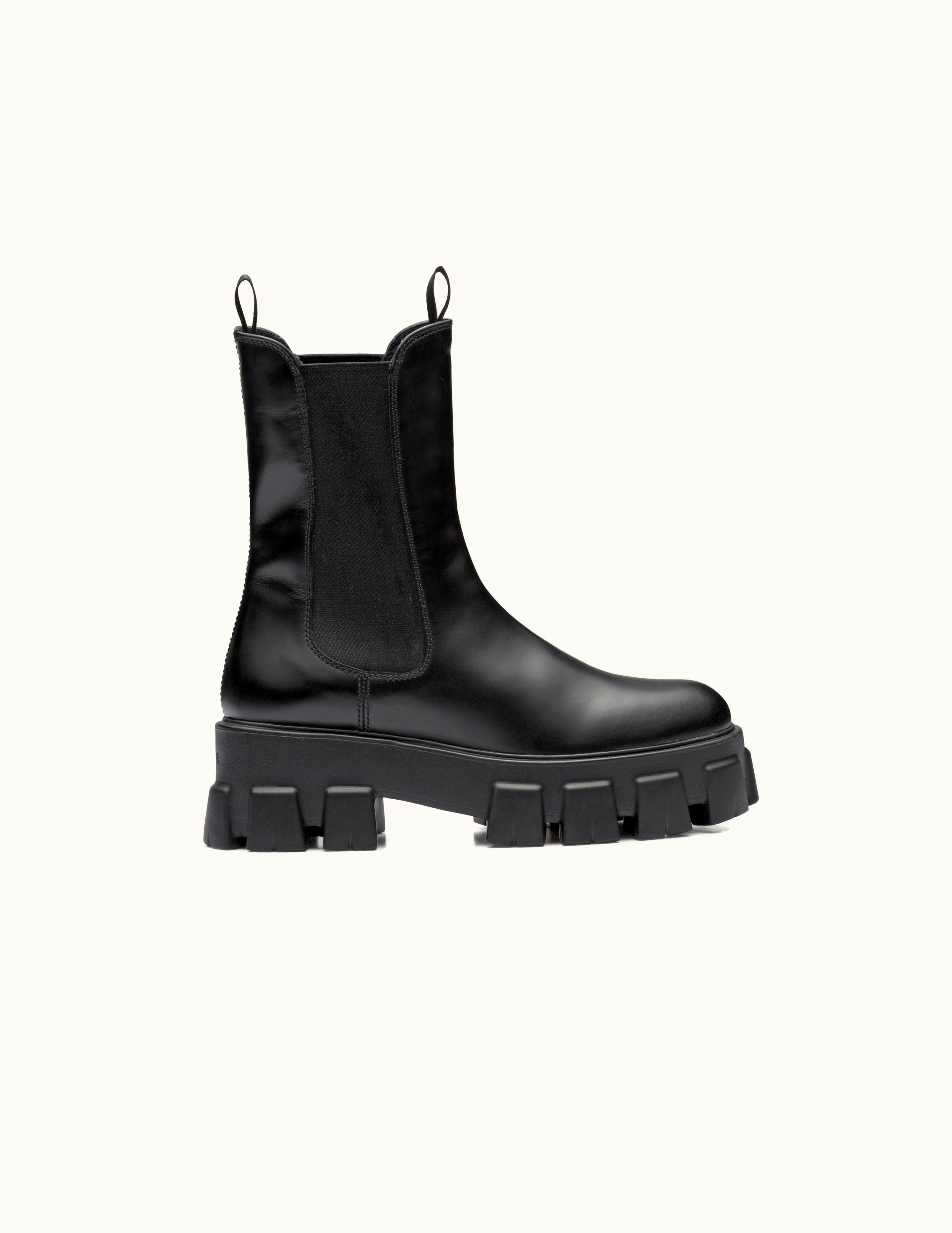 Prada Prada Monolith Brushed Leather Boots
