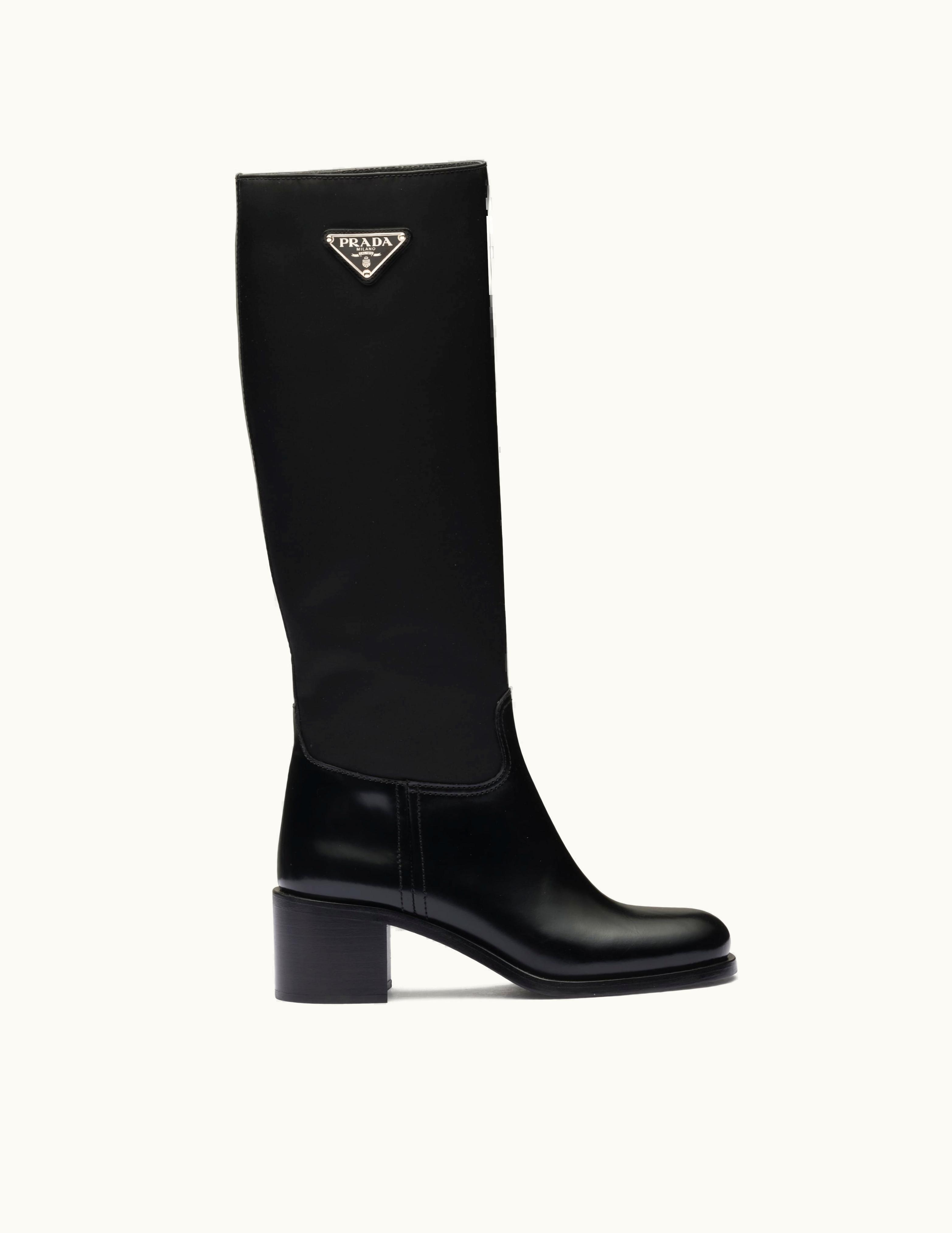Prada Prada Brushed Leather And Nylon Boots