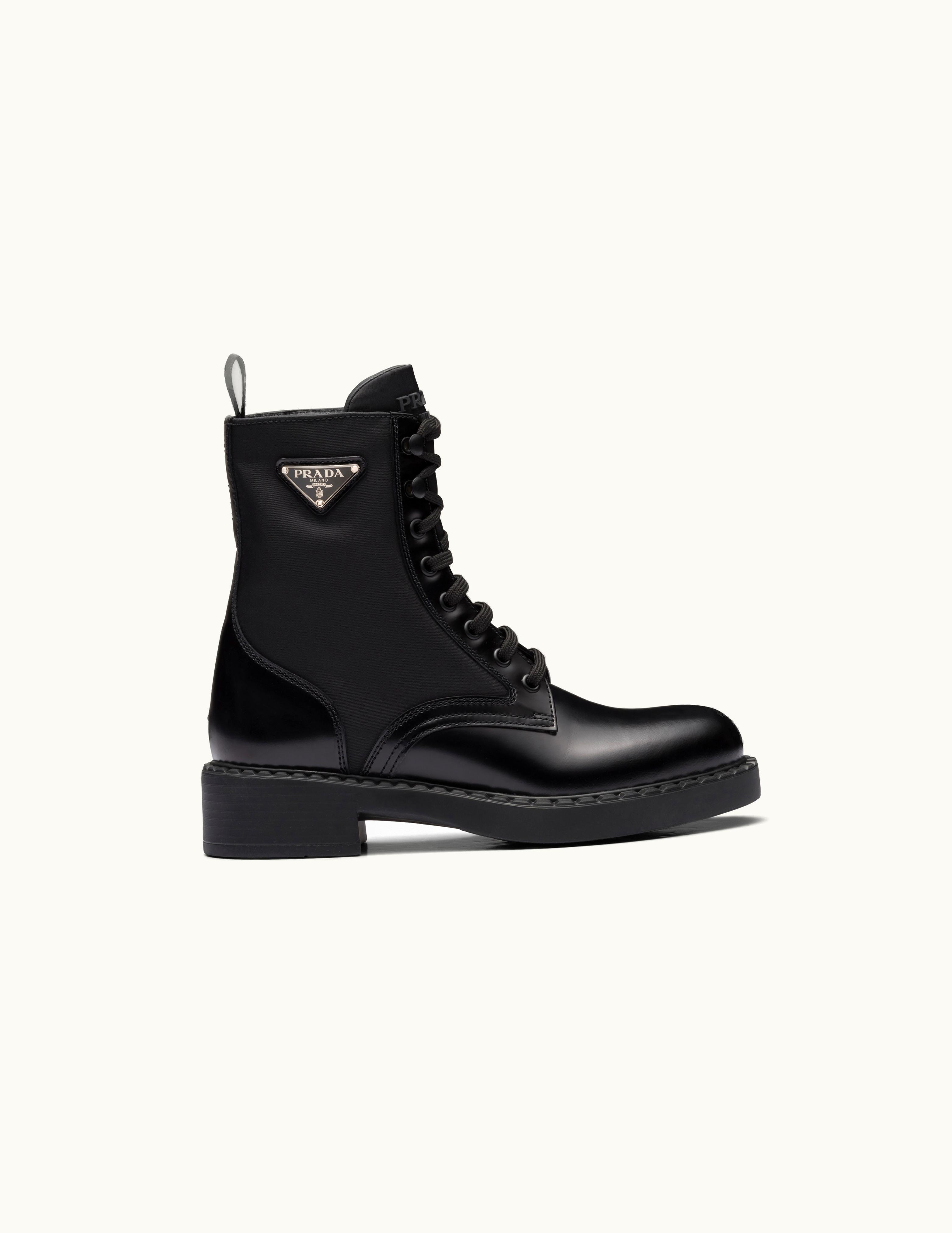 Prada Prada Brushed-Leather And Re-Nylon Boots UZ0155989