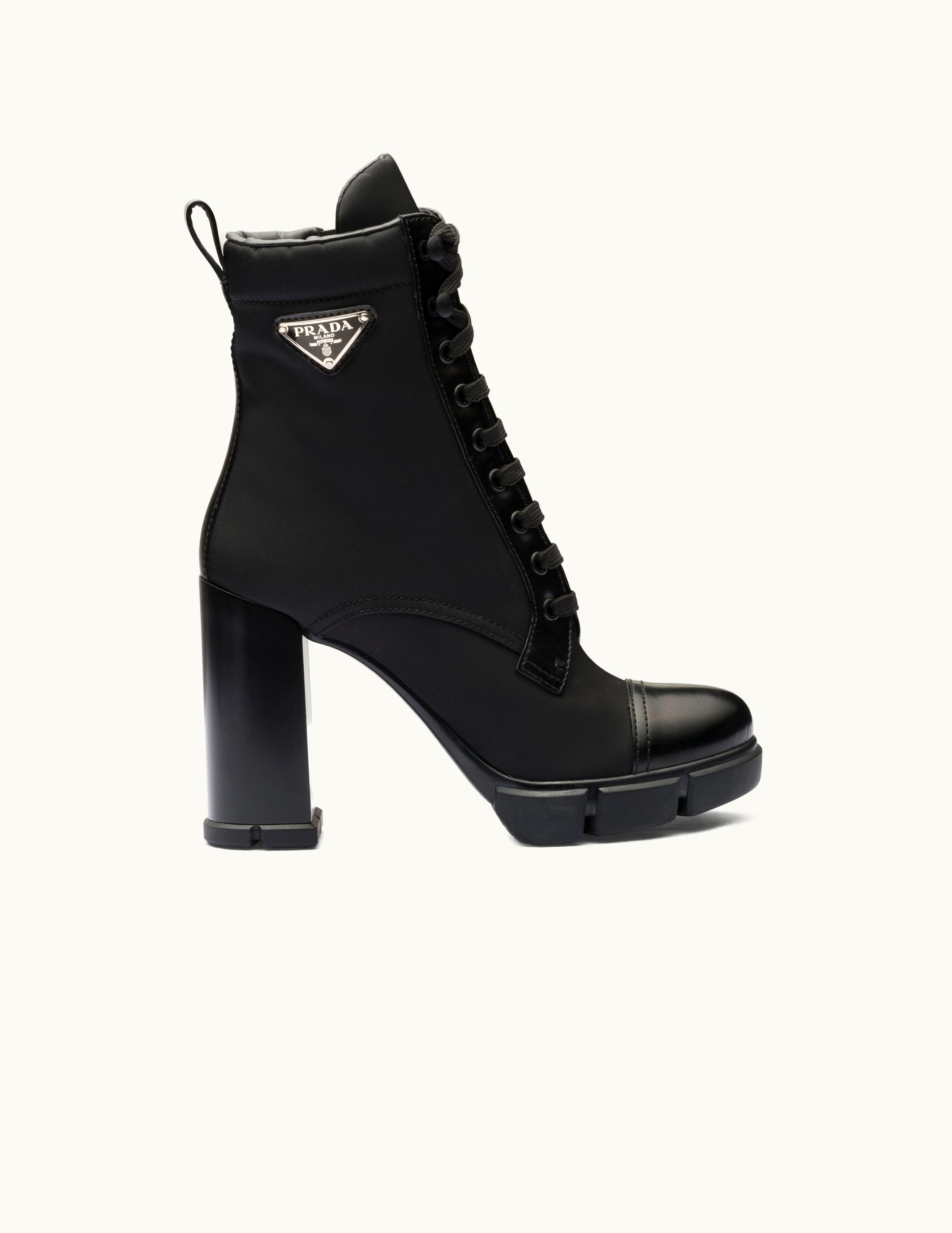 Prada Prada Brushed Leather And Nylon Booties