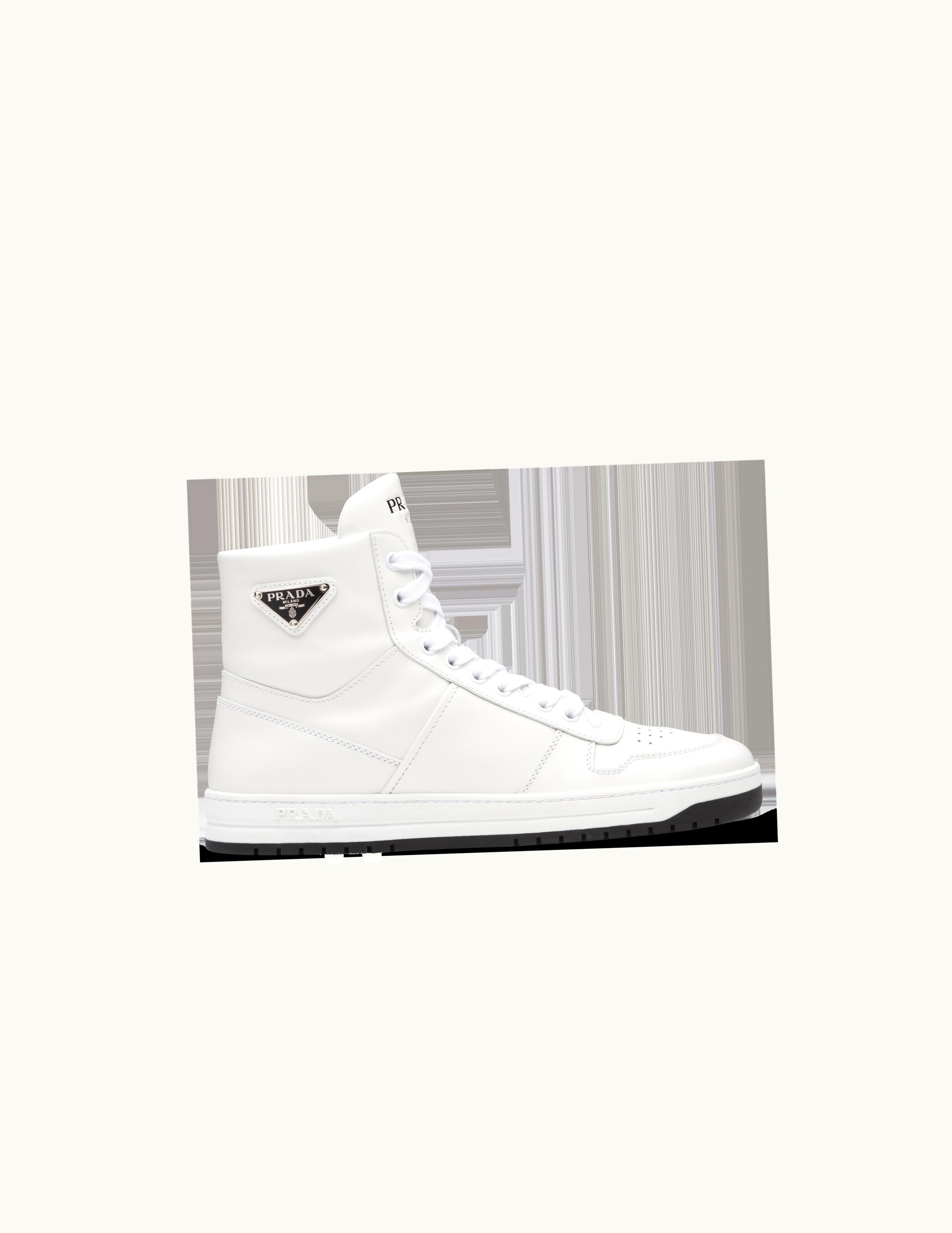 Prada Prada Downtown Perforated Leather High-Top Sneakers