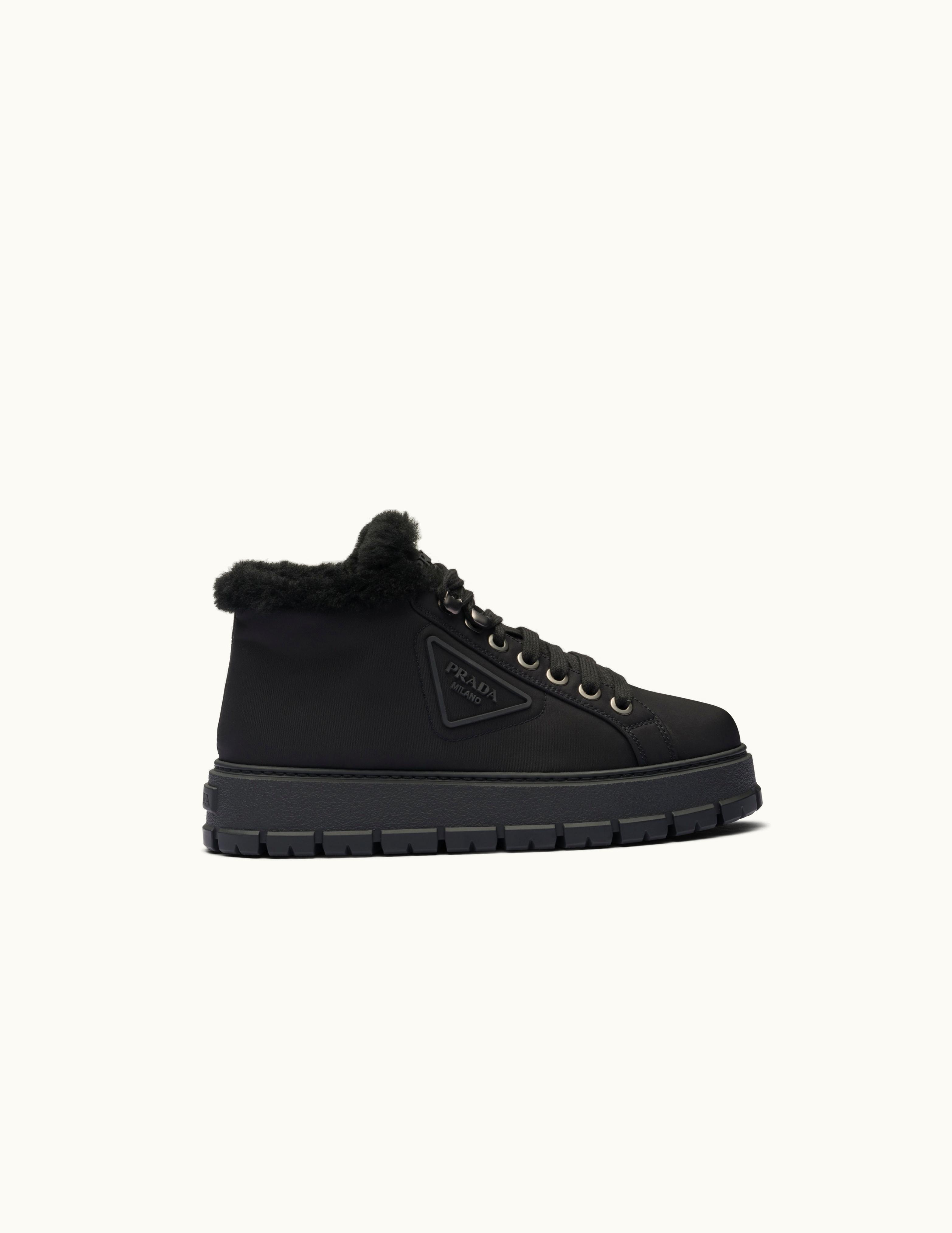 Prada Prada Nylon Lace-Up Booties