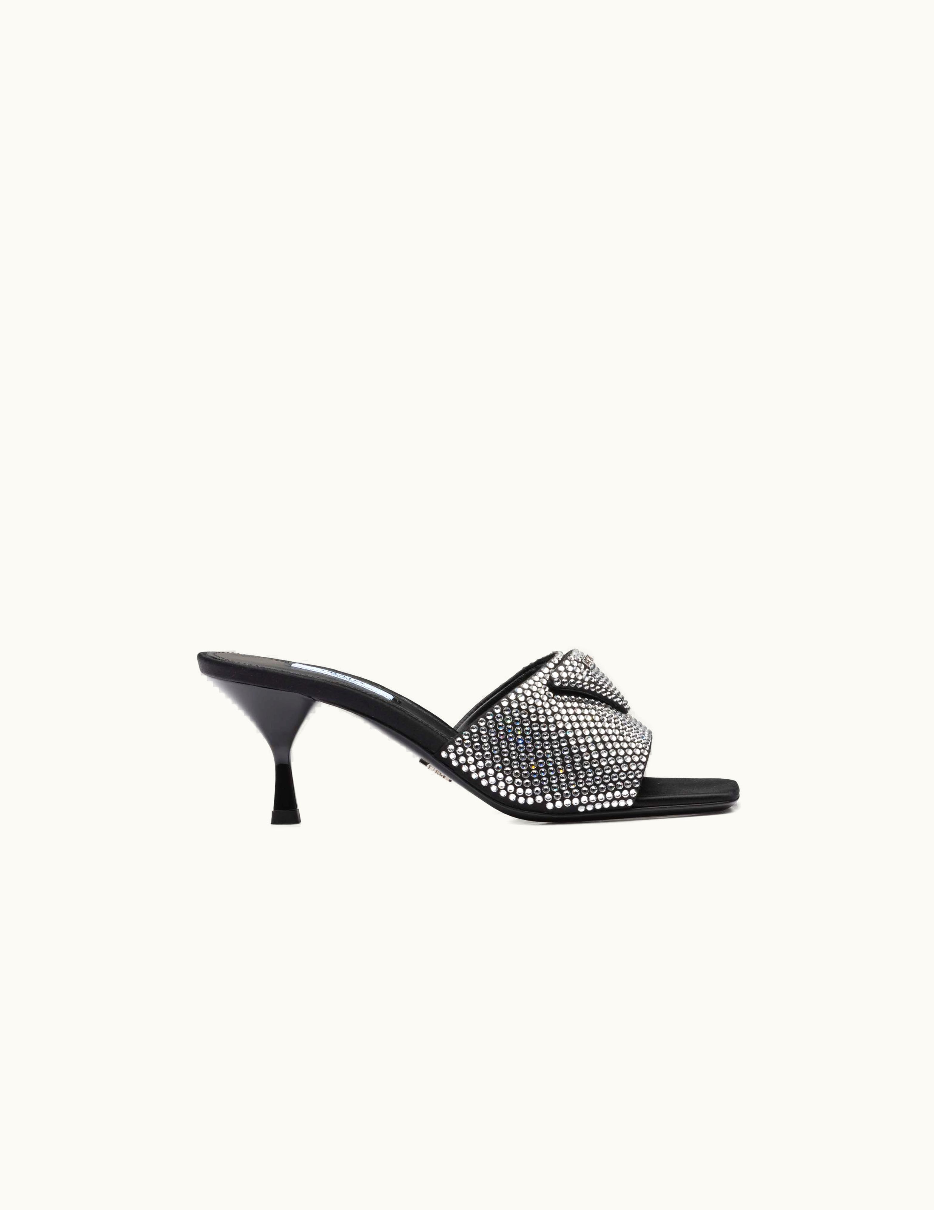 Prada Prada Satin Heeled Sandals With Crystals UZ0156033