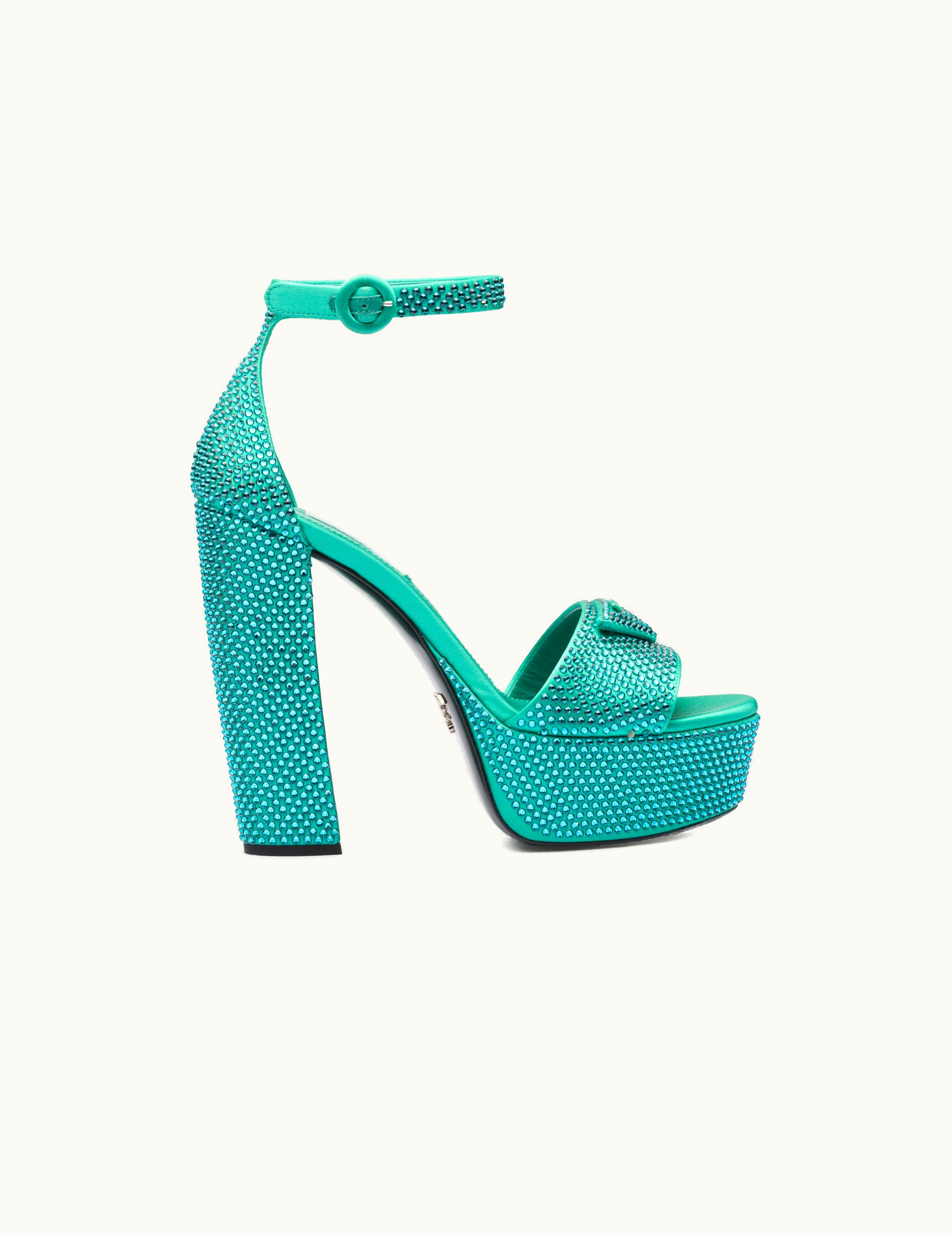 Prada Prada Satin Platform Sandals With Crystals UZ0156036