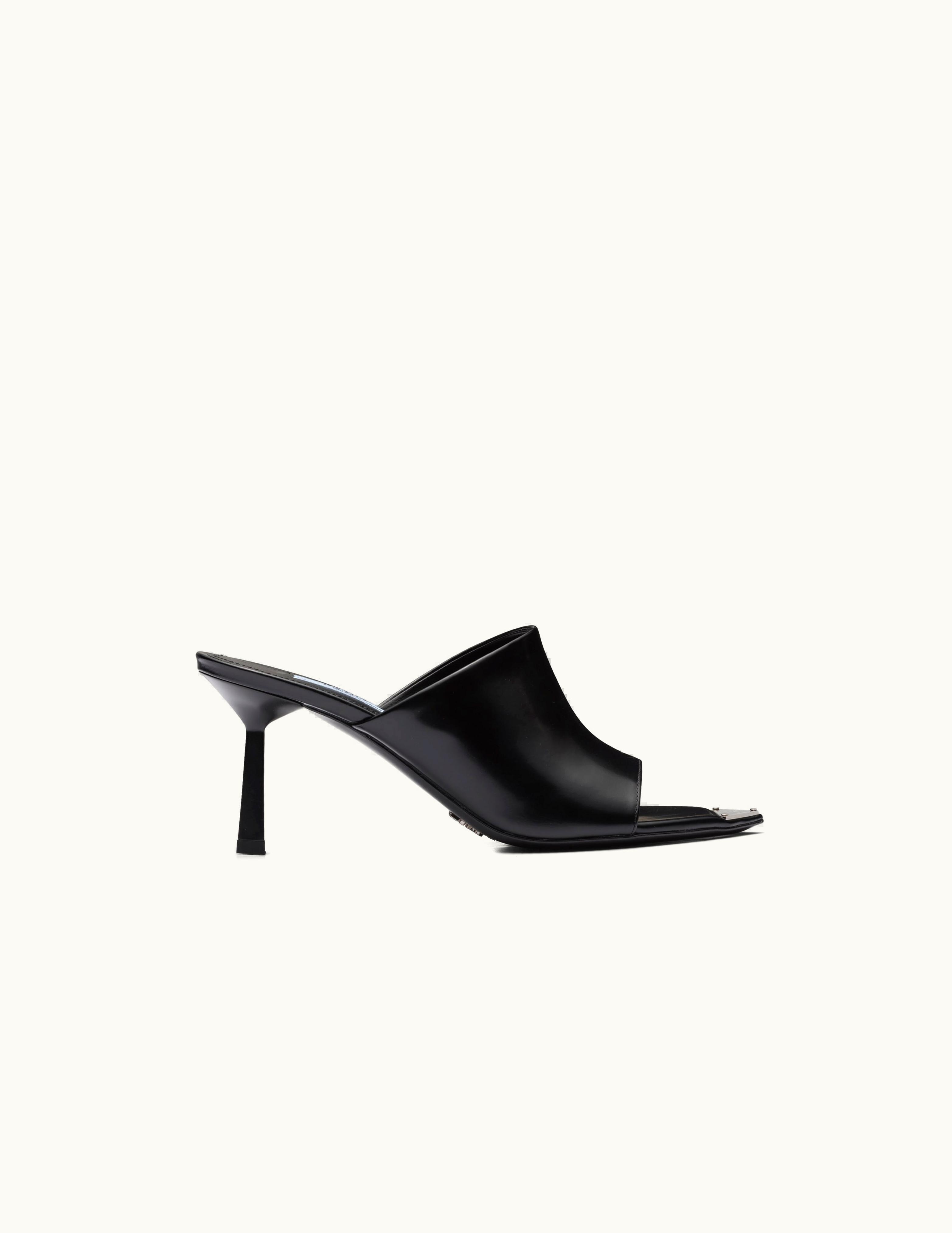 Prada Prada Brushed Leather High-Heel Slides