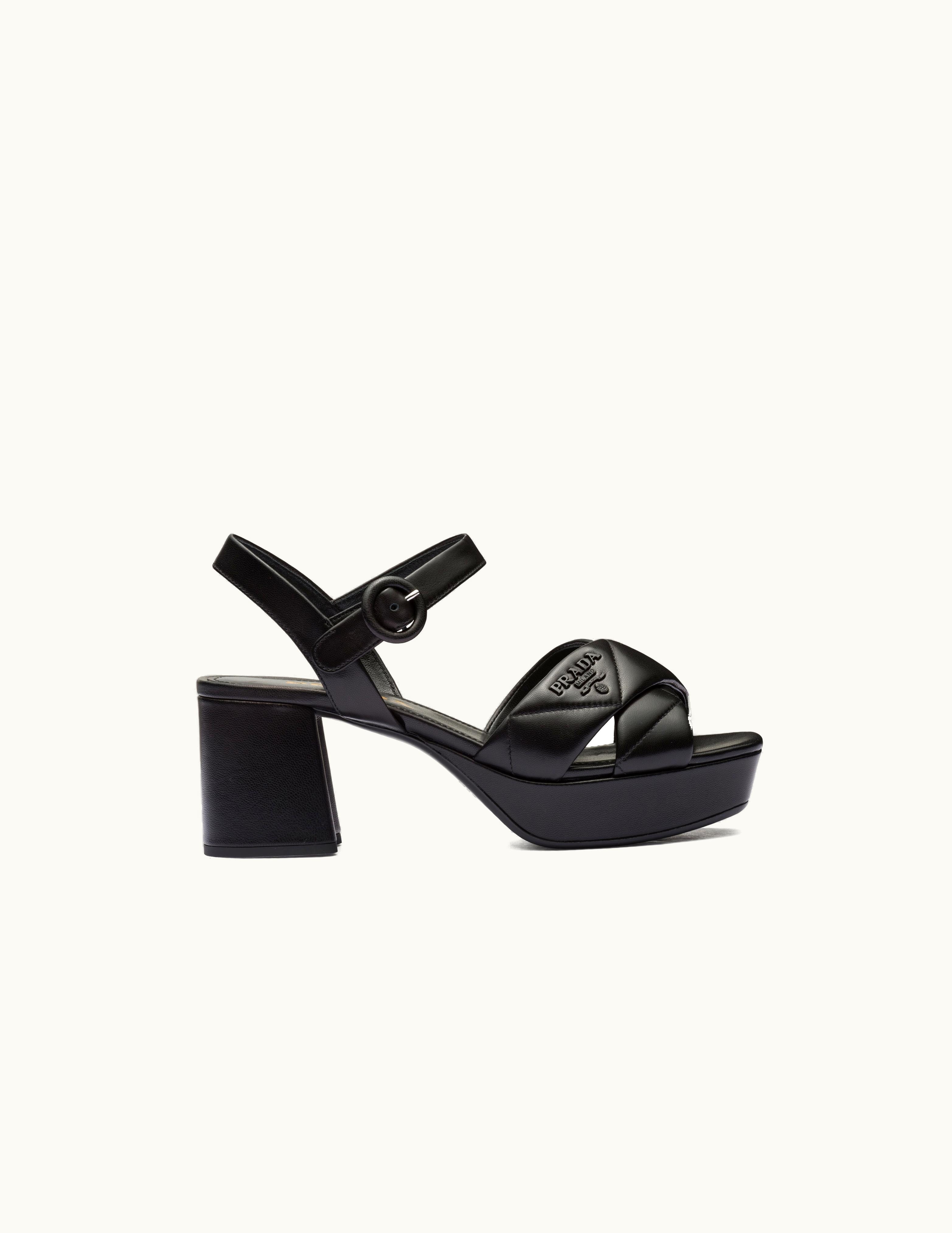 Prada Prada Quilted Nappa Leather Platform Sandals UZ0156046