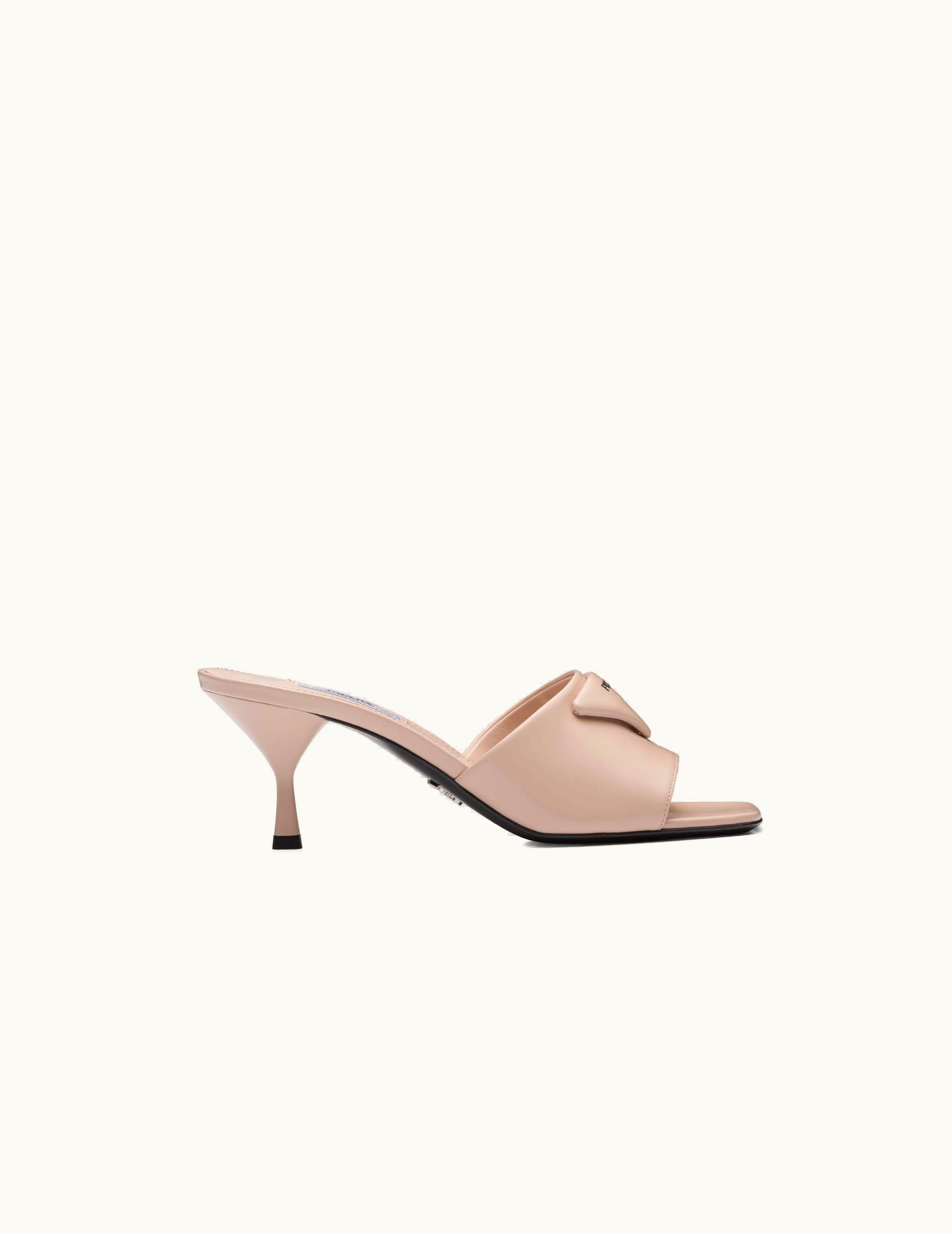 Prada Prada Brushed Leather Heeled Slides UZ0156057