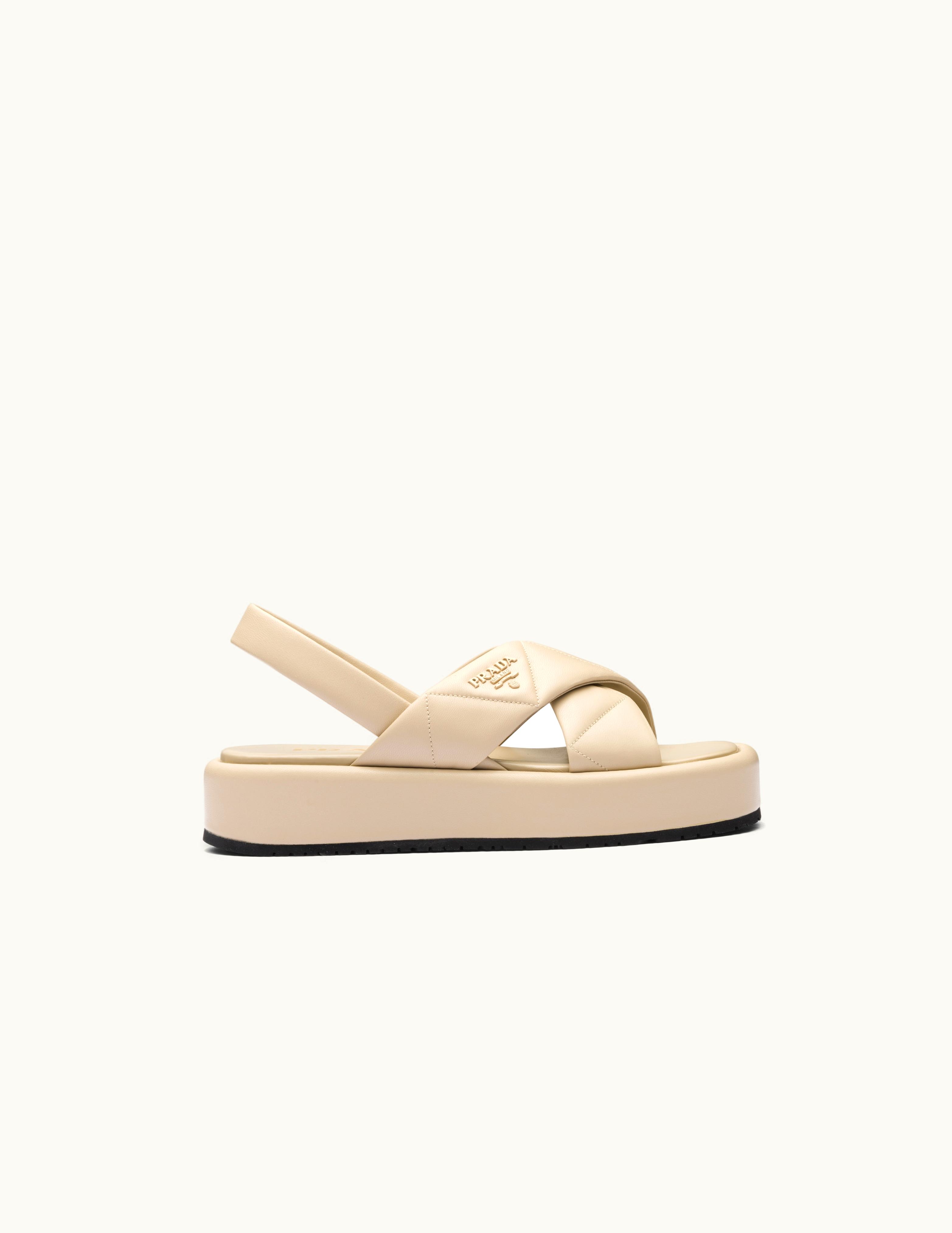 Prada Prada Quilted Nappa Leather Flatform Sandals UZ0156070