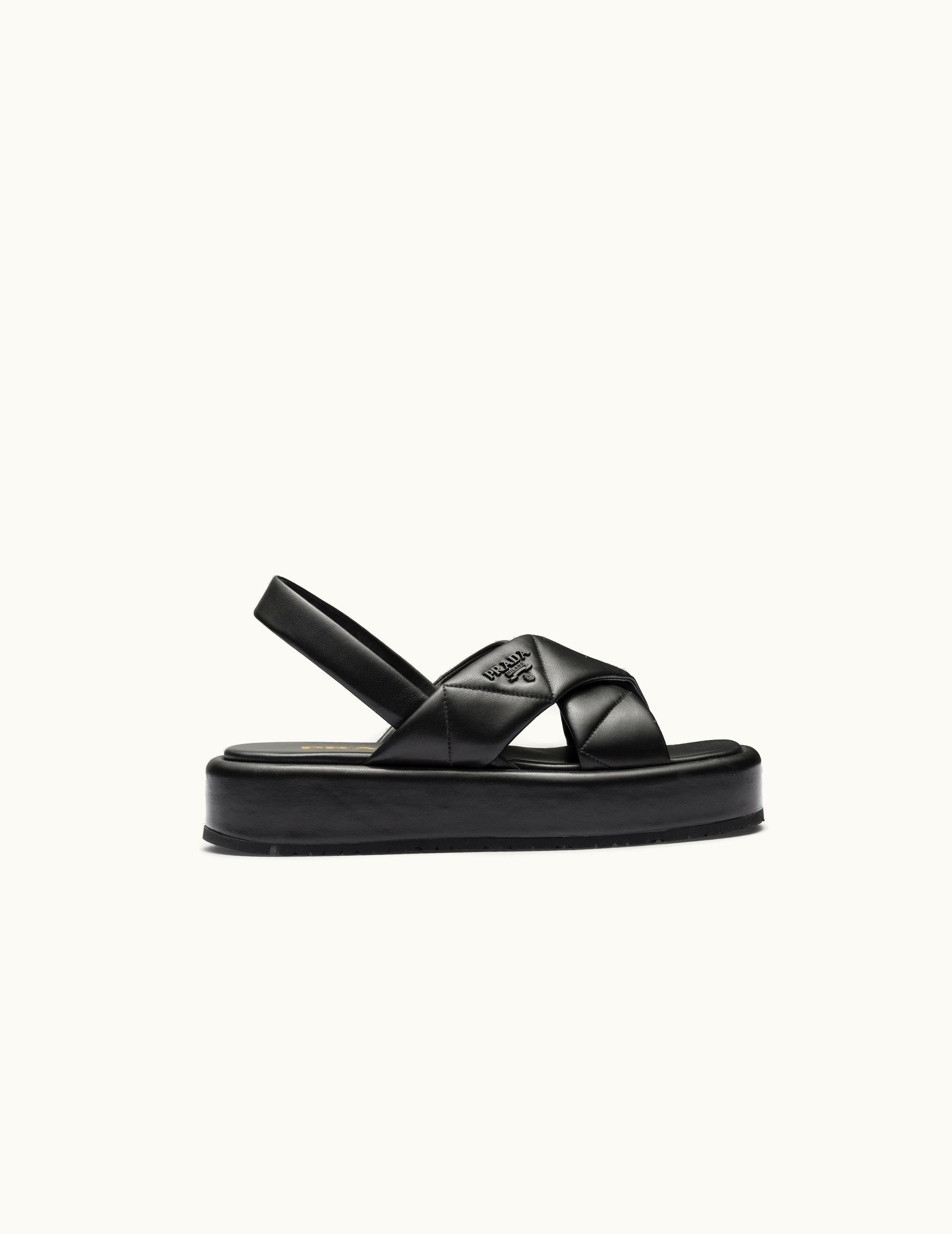 Prada Prada Quilted Nappa Leather Flatform Sandals UZ0156076