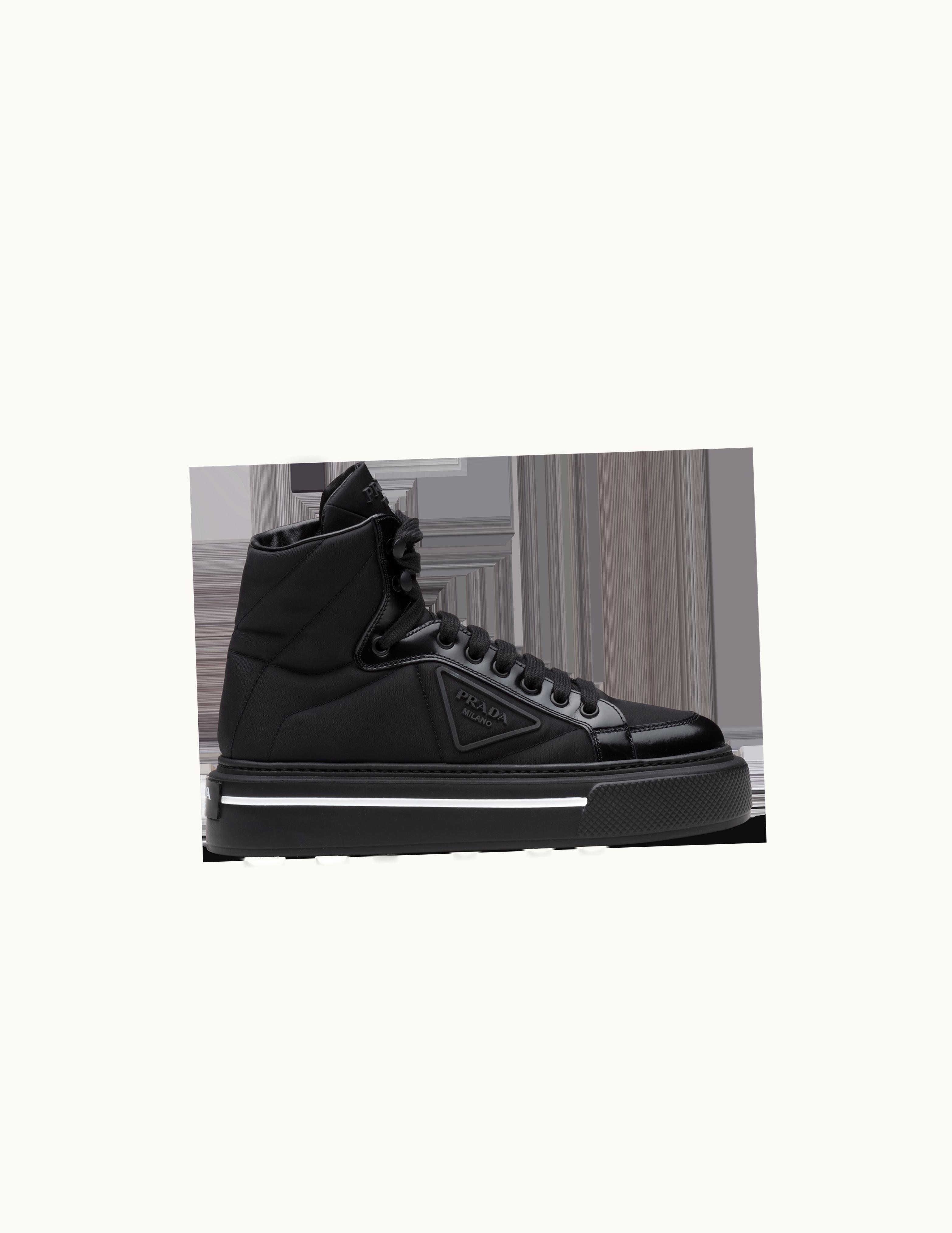 Prada Prada Macro Re-Nylon And Brushed Leather High-Top Sneakers UZ0156098