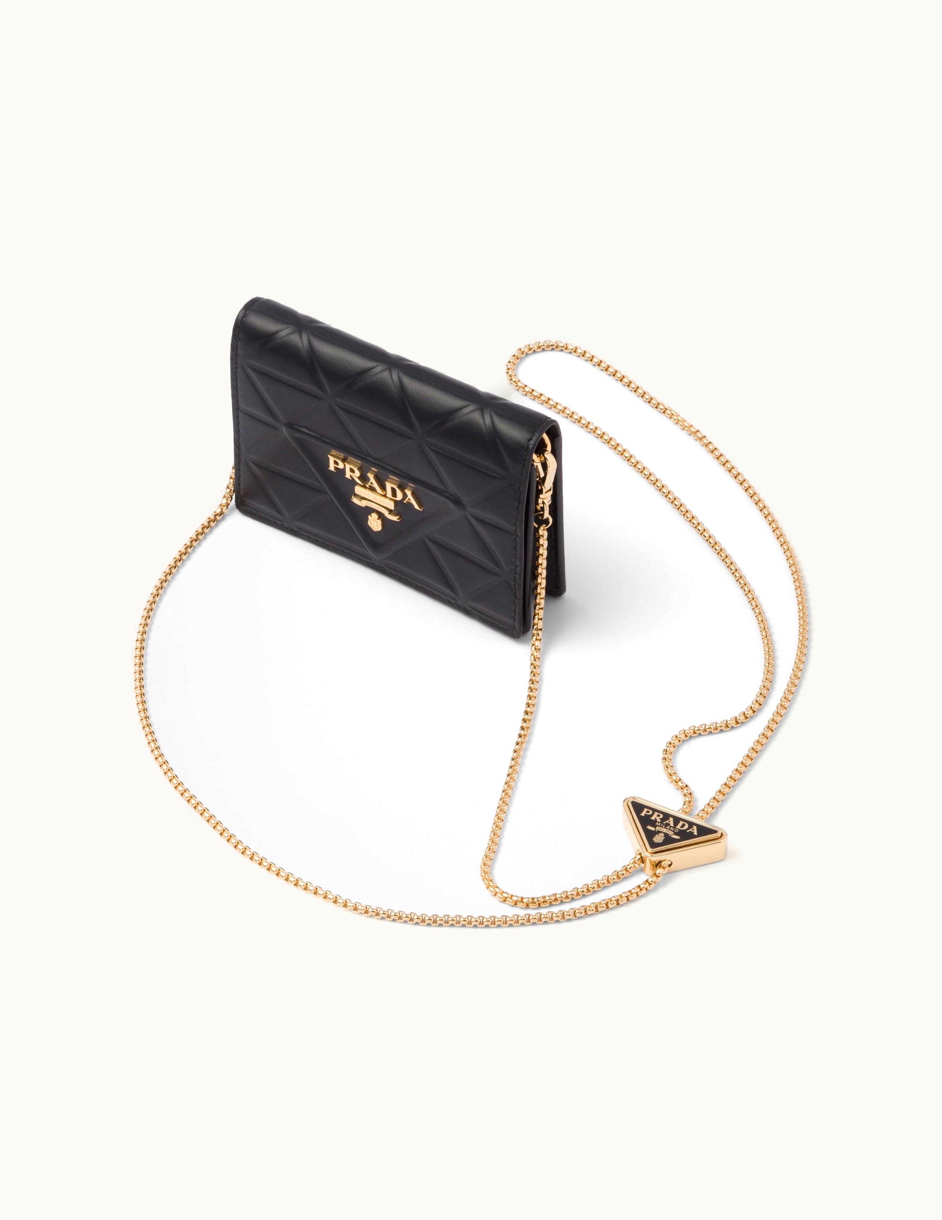 Prada Prada Card Holder With Leather Shoulder Strap