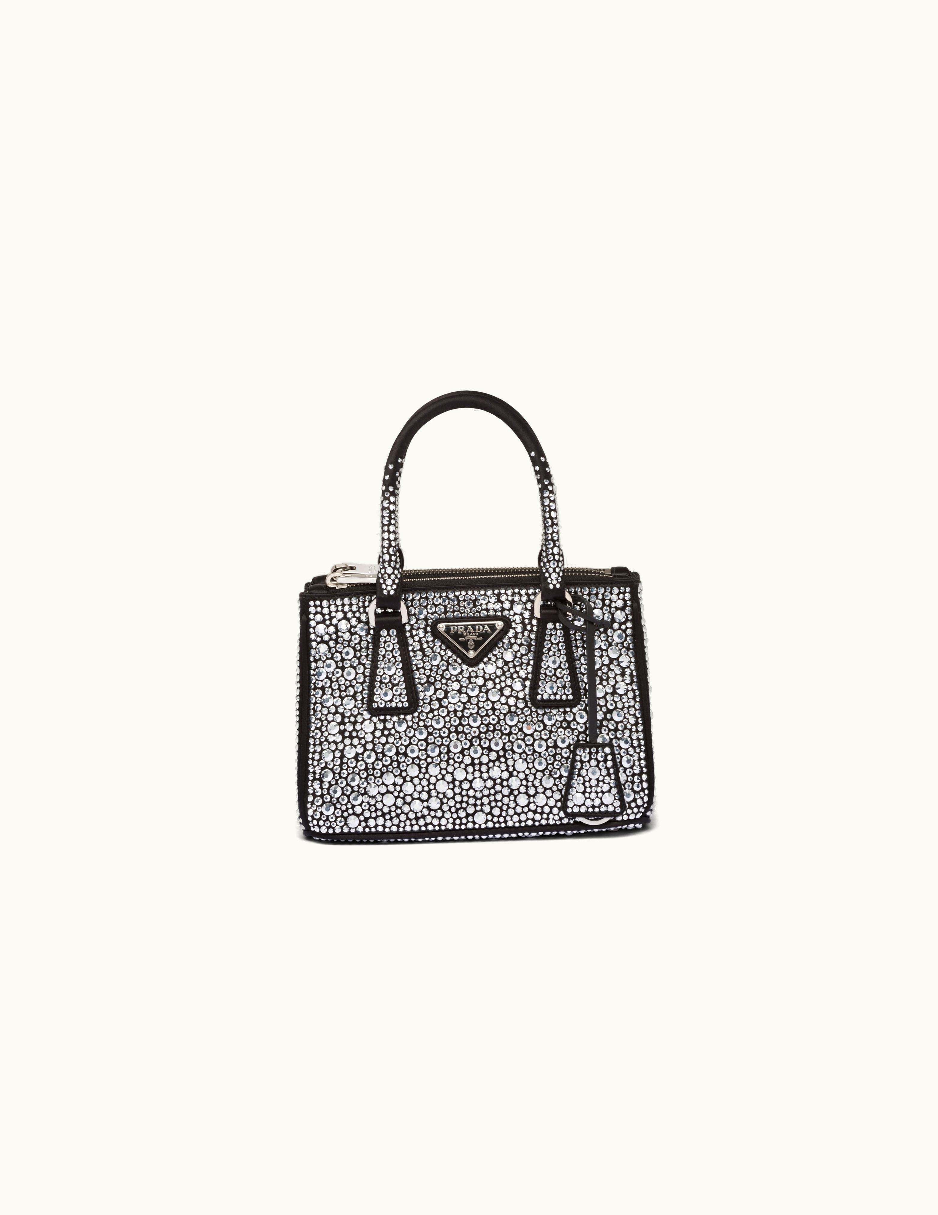 Prada Prada Galleria Satin Mini-Bag With Crystals