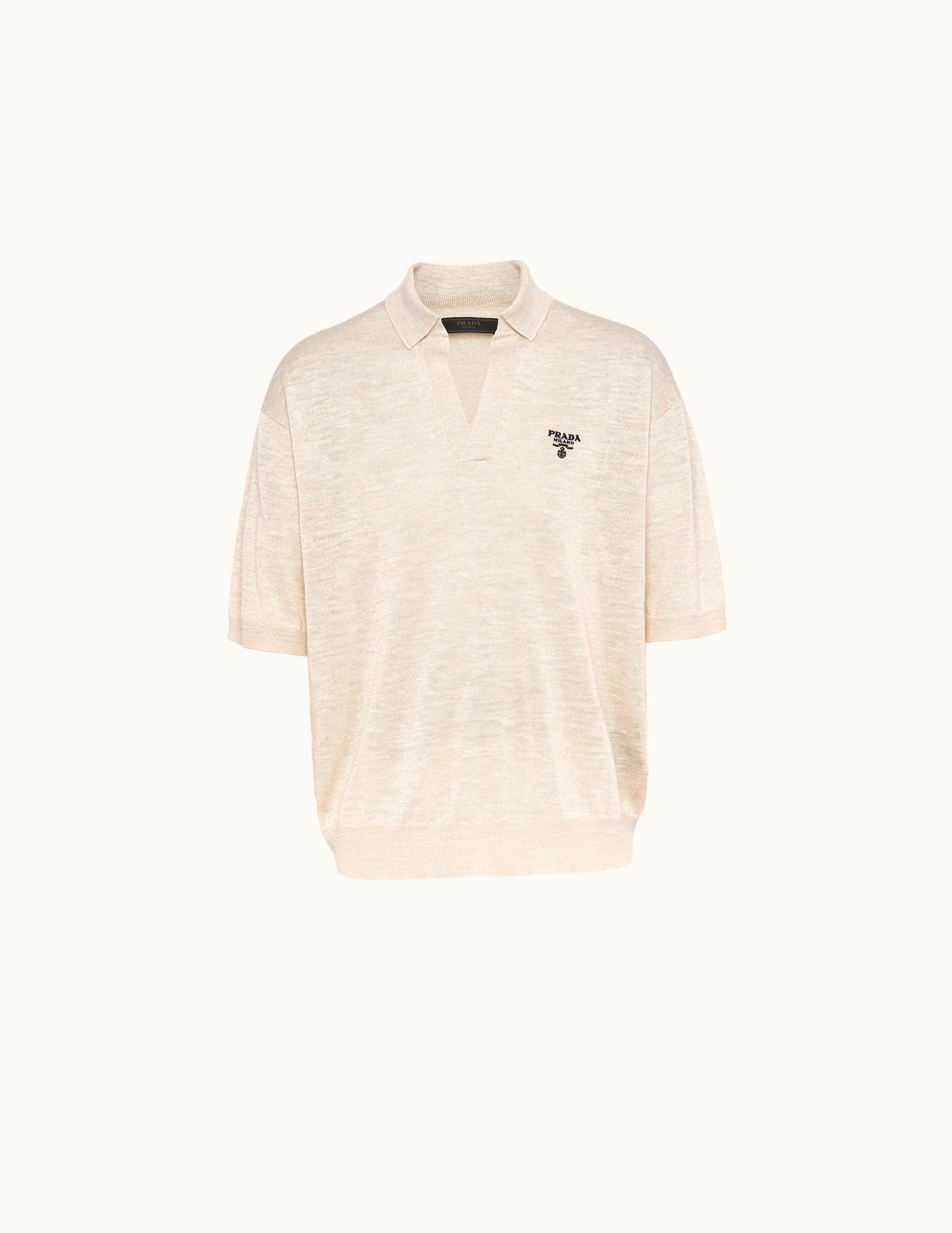 Prada Prada Silk And Linen Polo Shirt