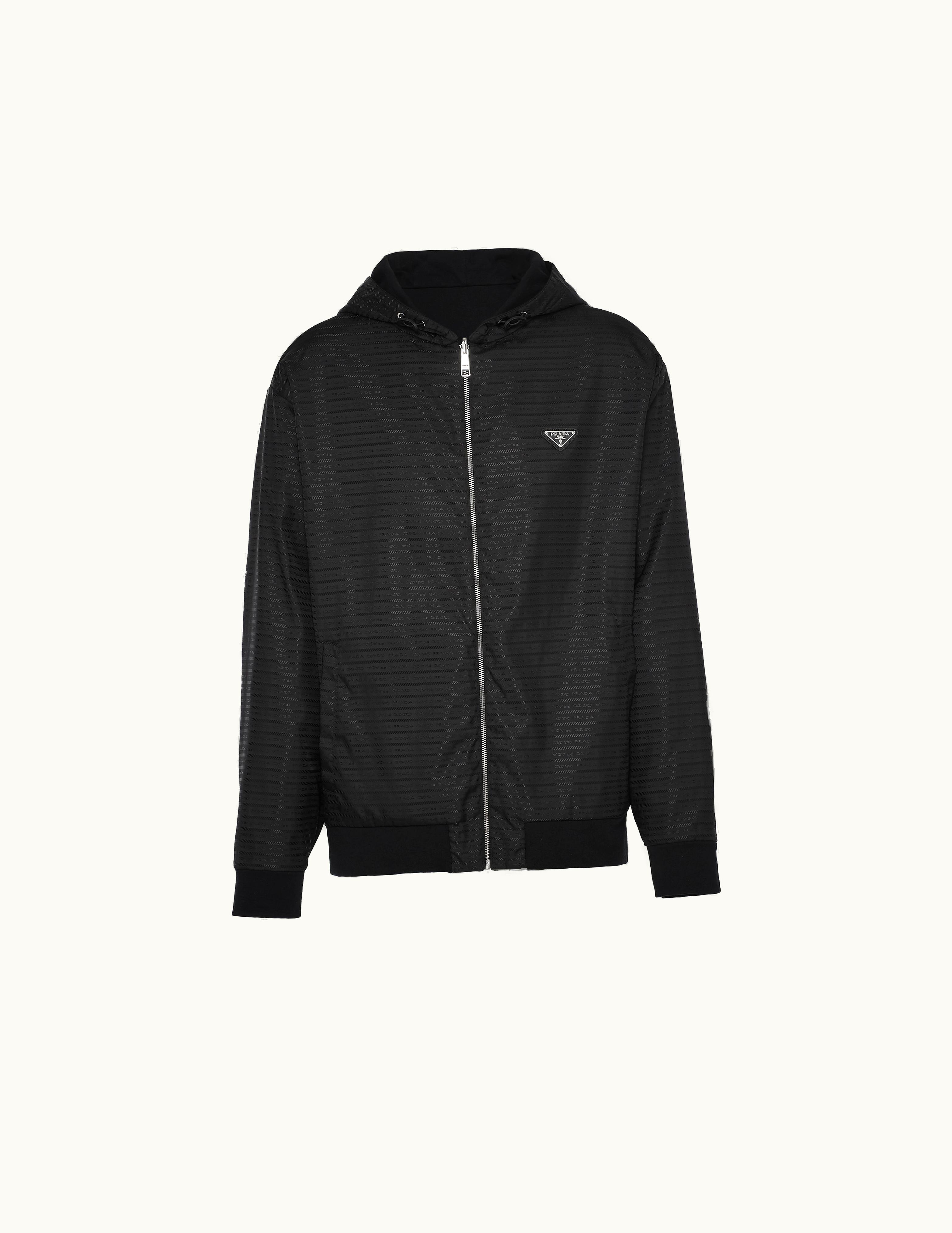 Prada Prada Reversible Cotton Fleece And Re-Nylon Hoodie Jacket