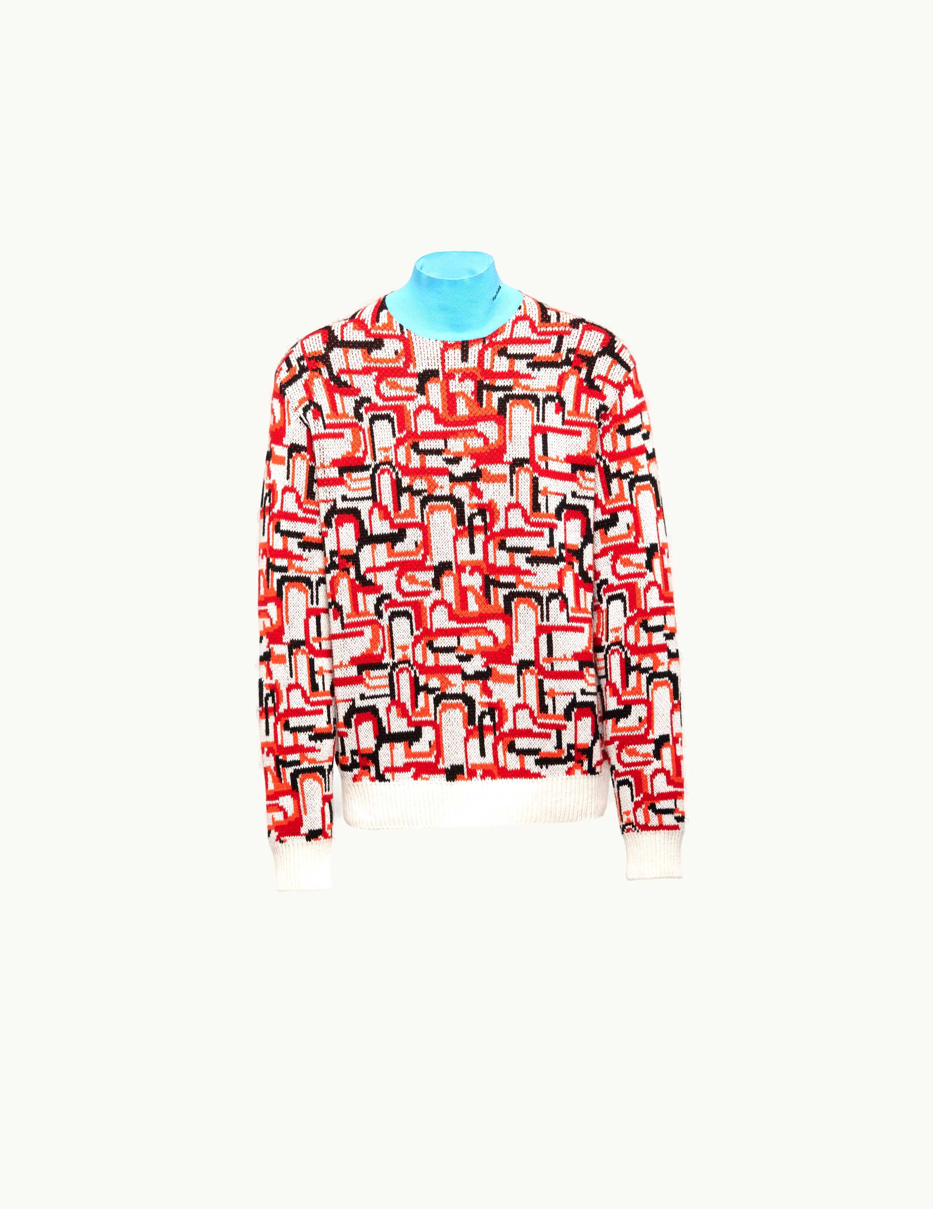 Prada Prada Wool And Cashmere Jacquard Turtleneck Sweater