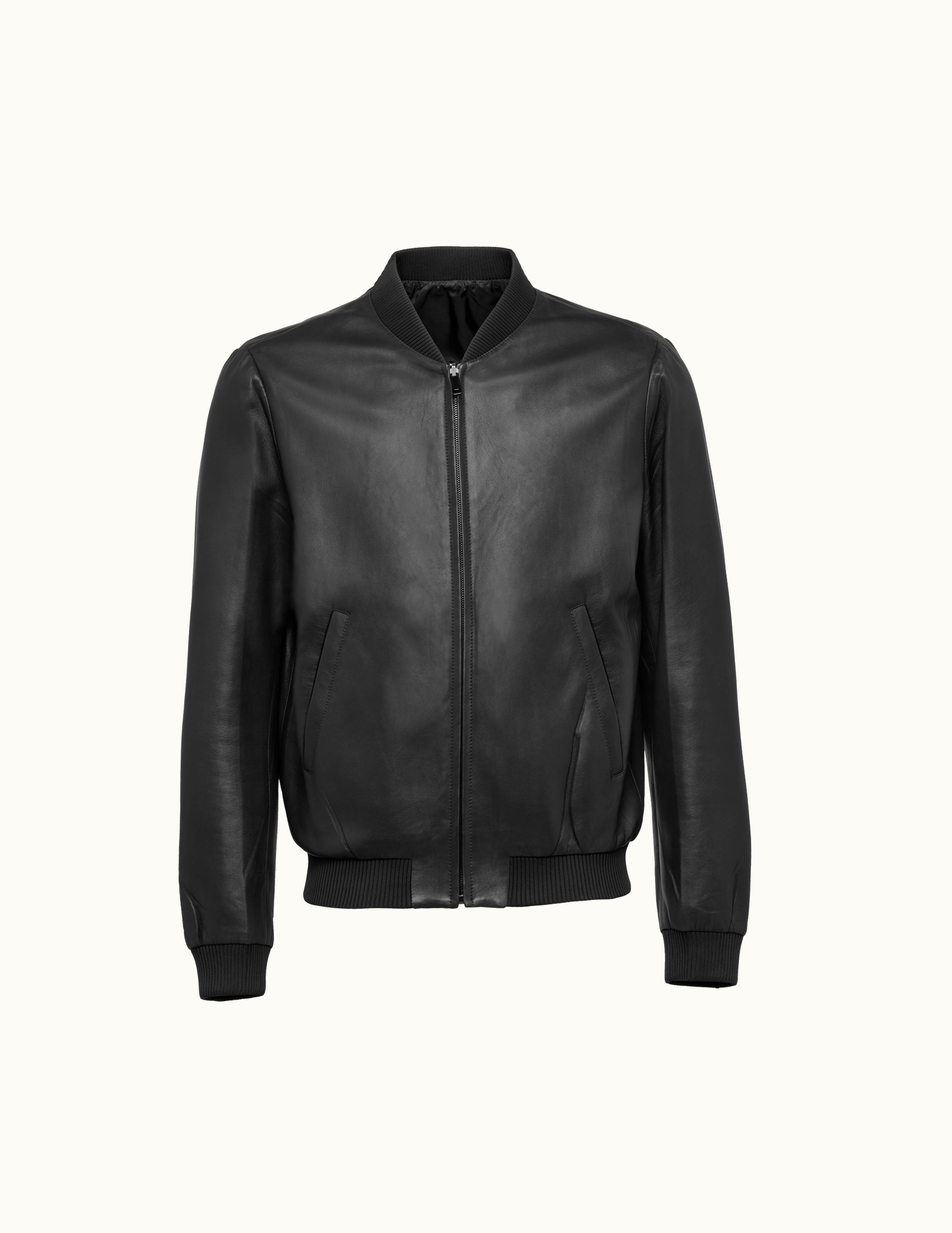 Prada Prada Reversible Nappa Leather And Nylon Bomber Jacket
