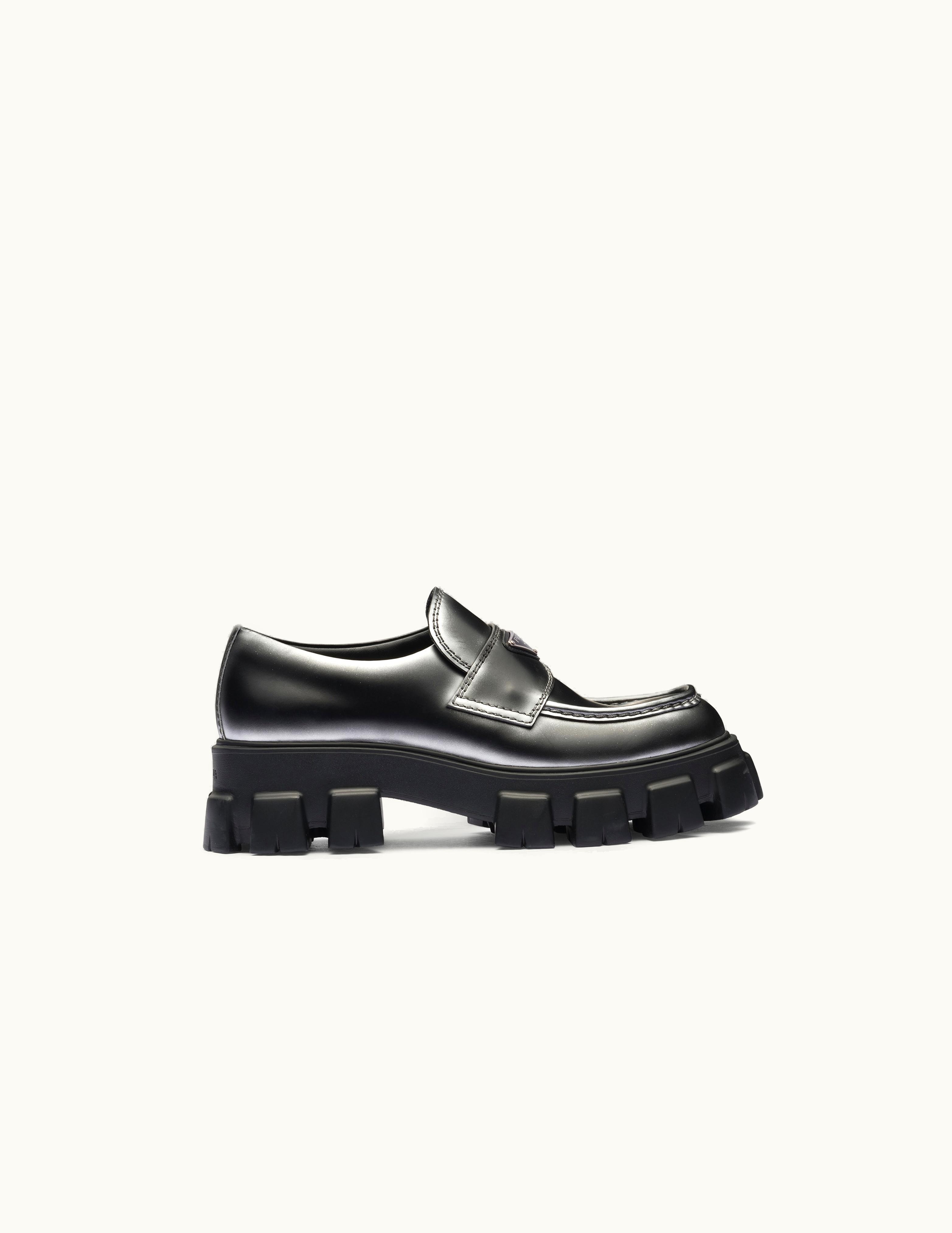 Prada Prada Monolith Nuanced Brushed Leather Loafers