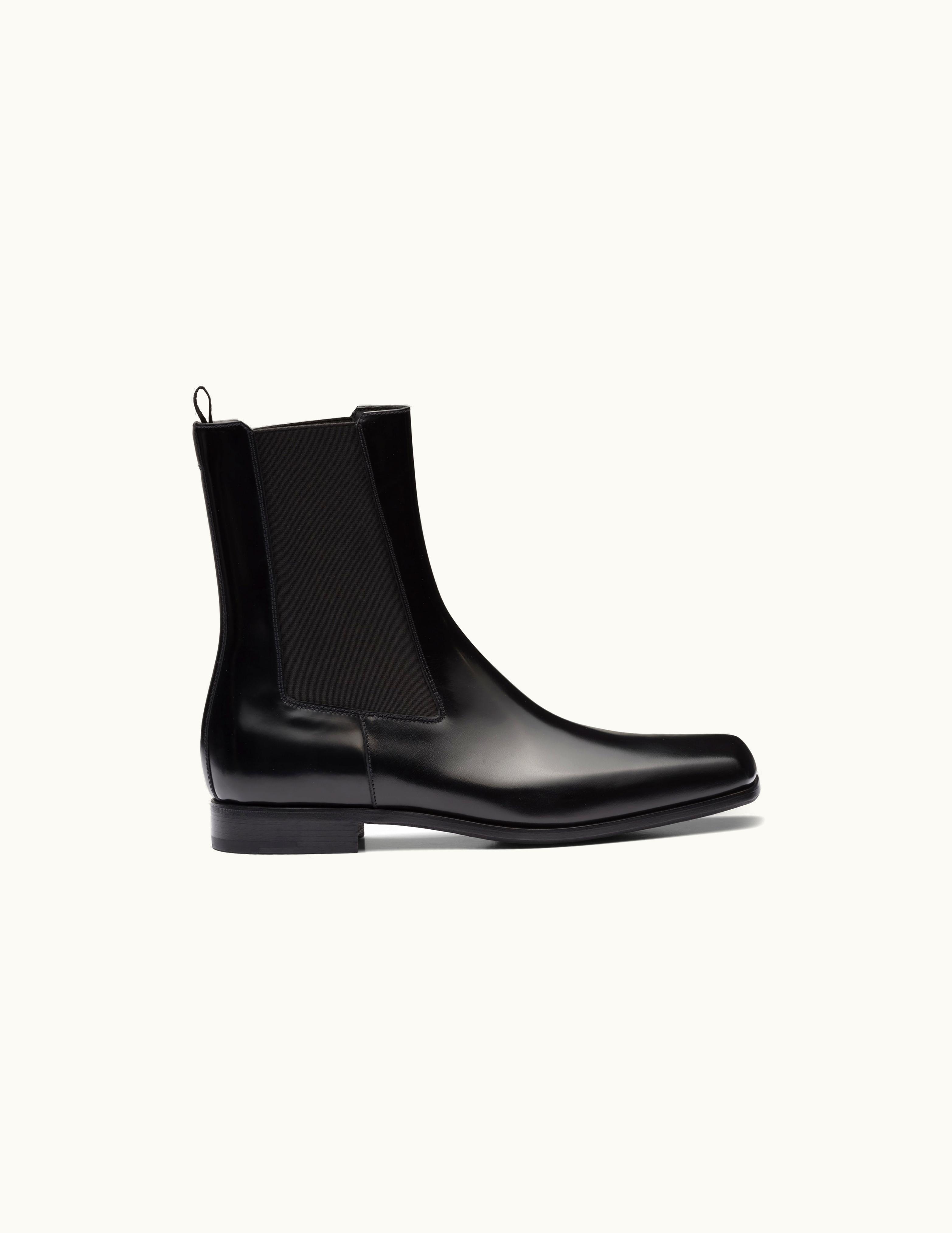 Prada Prada Brushed Leather Chelsea Boots