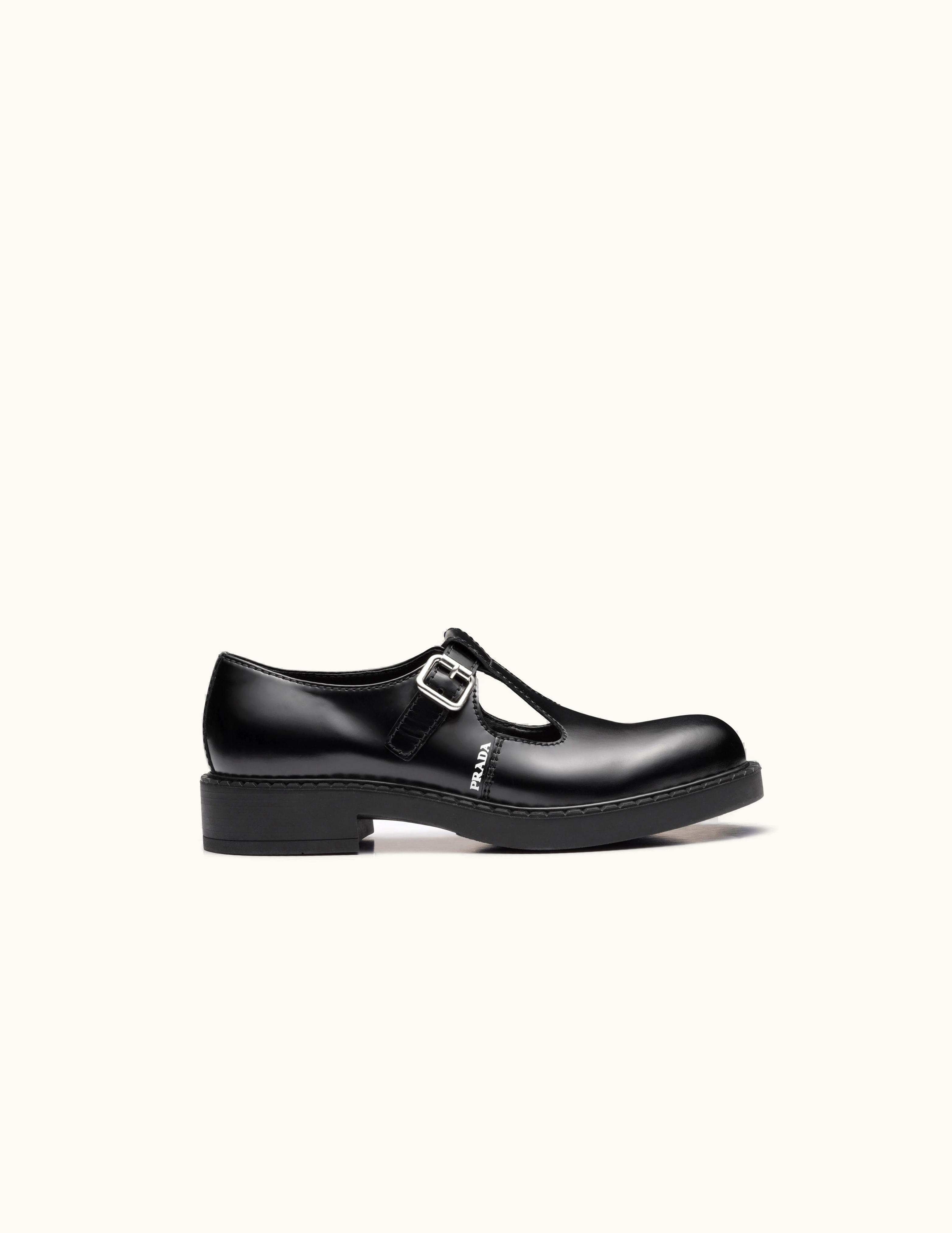 Prada Prada Brushed-Leather Mary Jane T-Strap Shoes UZ0156788