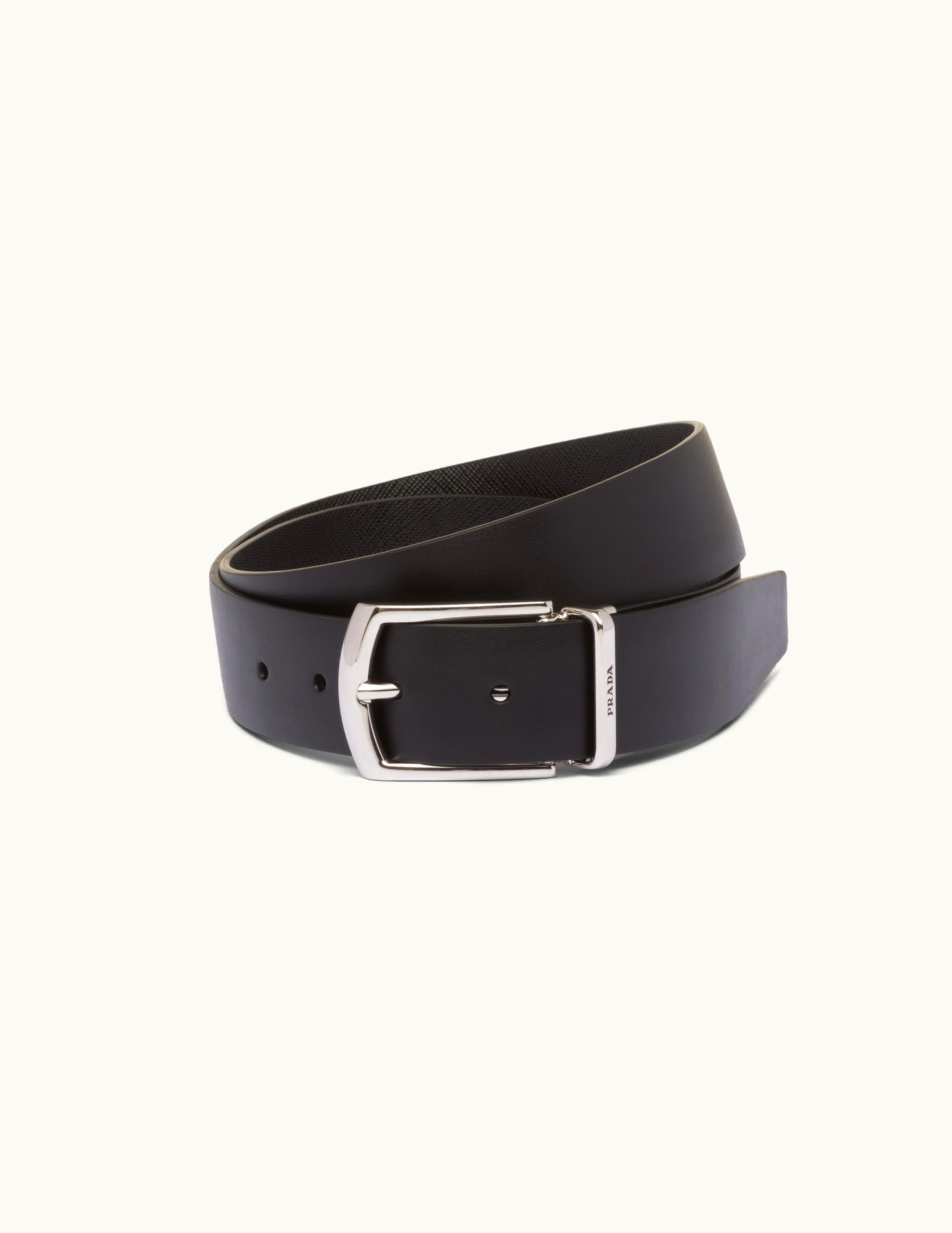 Prada Prada Reversible Saffiano And Leather Belt