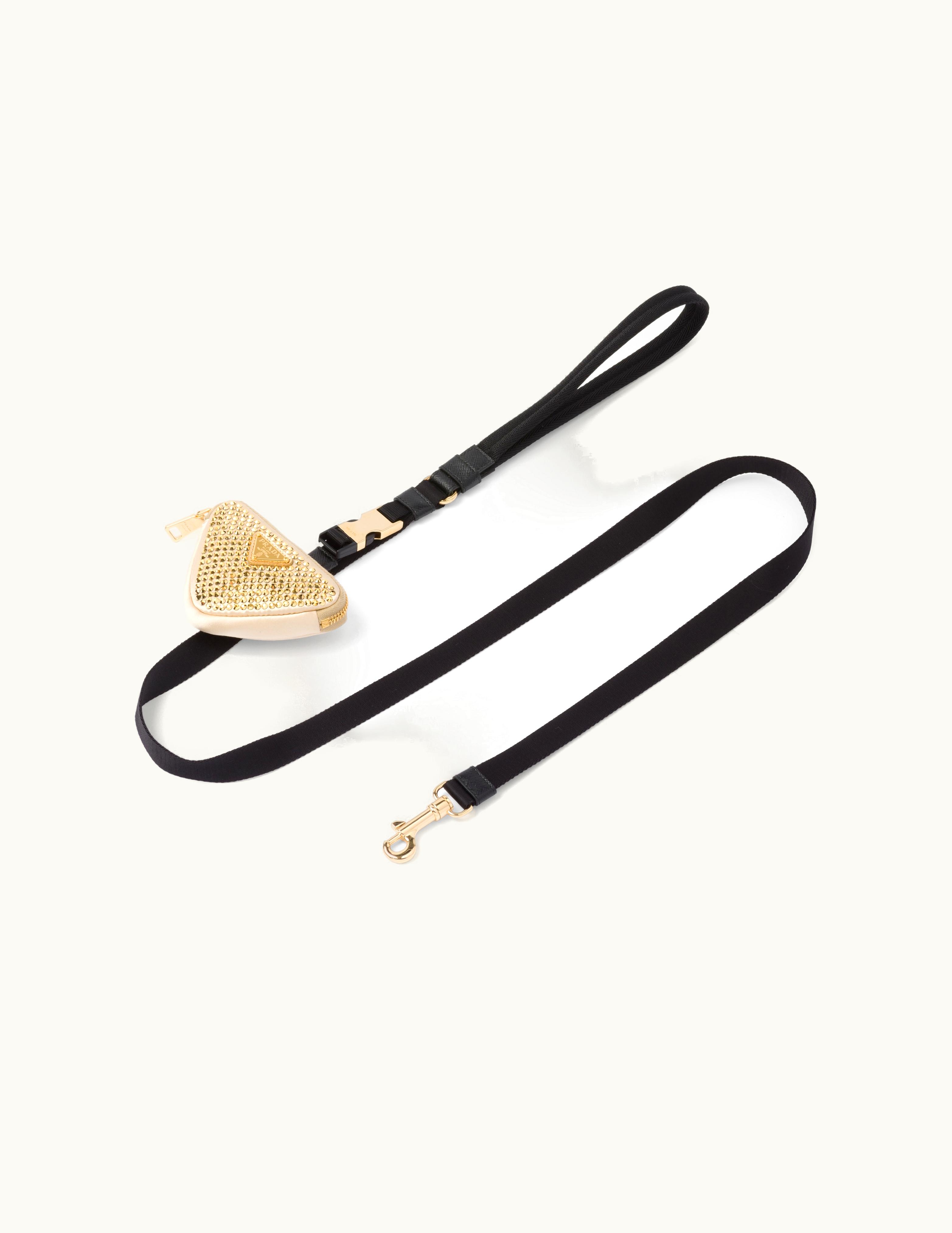 Prada Prada Woven Nylon Tape Pet Leash With Crystals