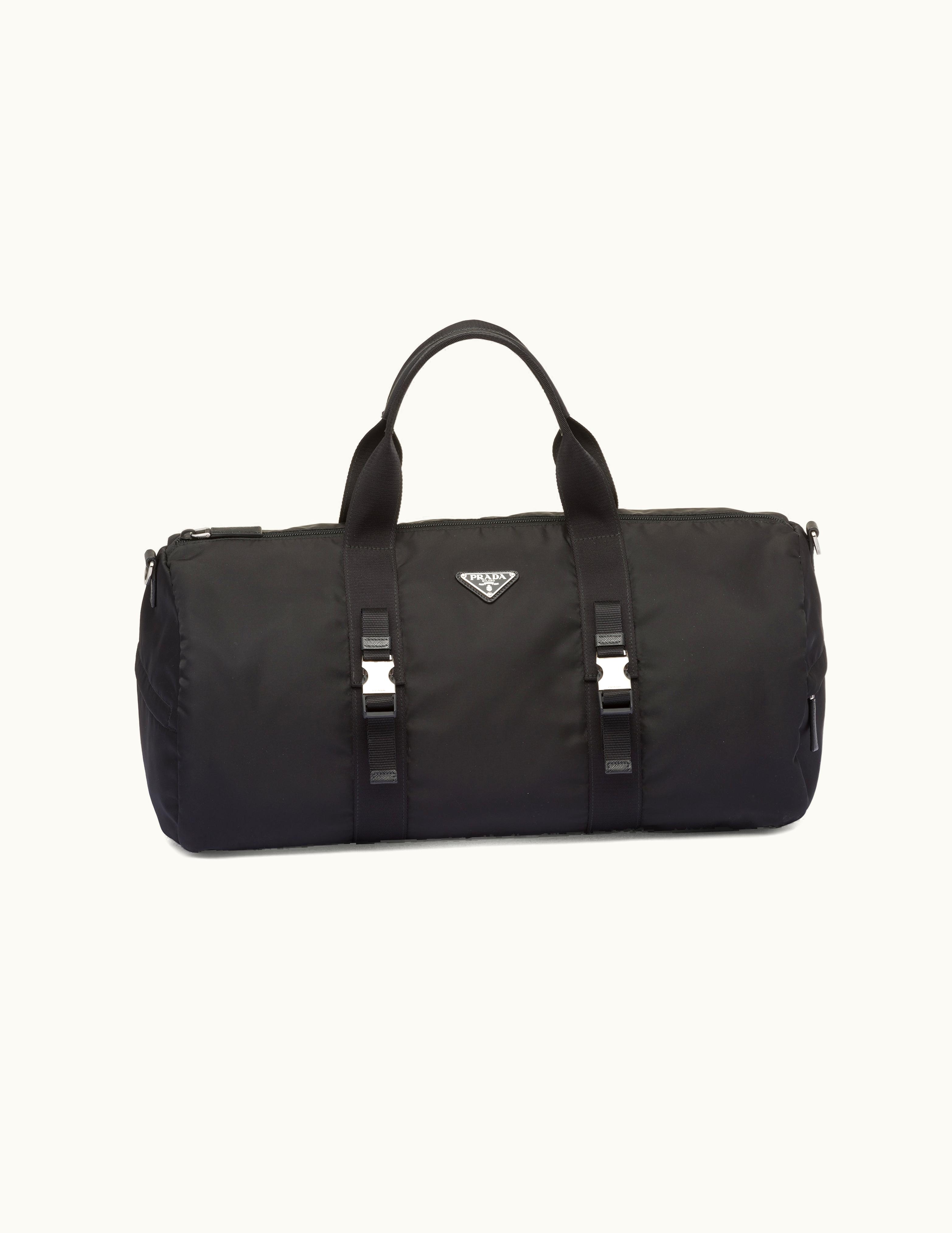 Prada Prada Nylon And Saffiano Leather Duffle Bag