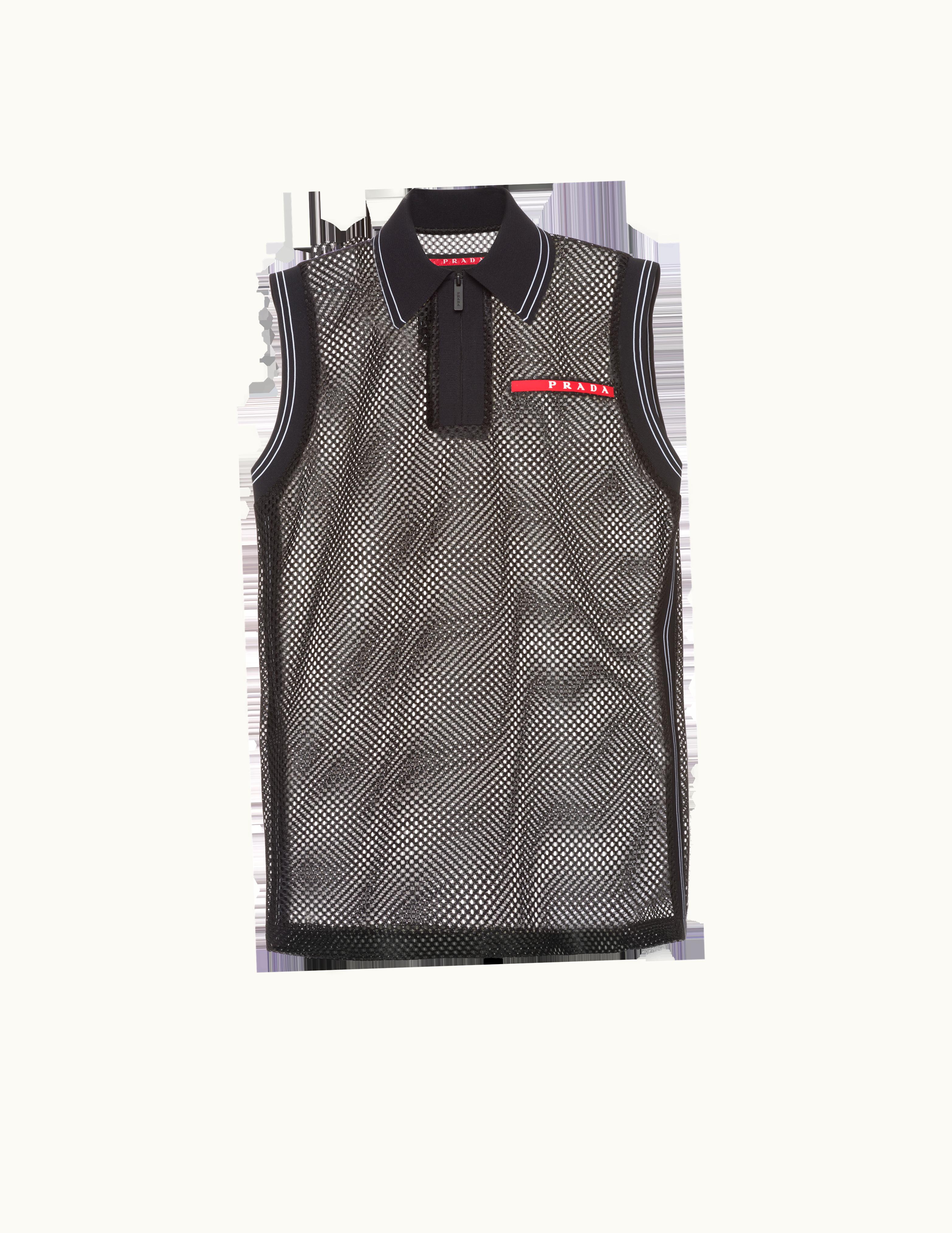 Prada Prada Sleeveless Mesh Polo Shirt