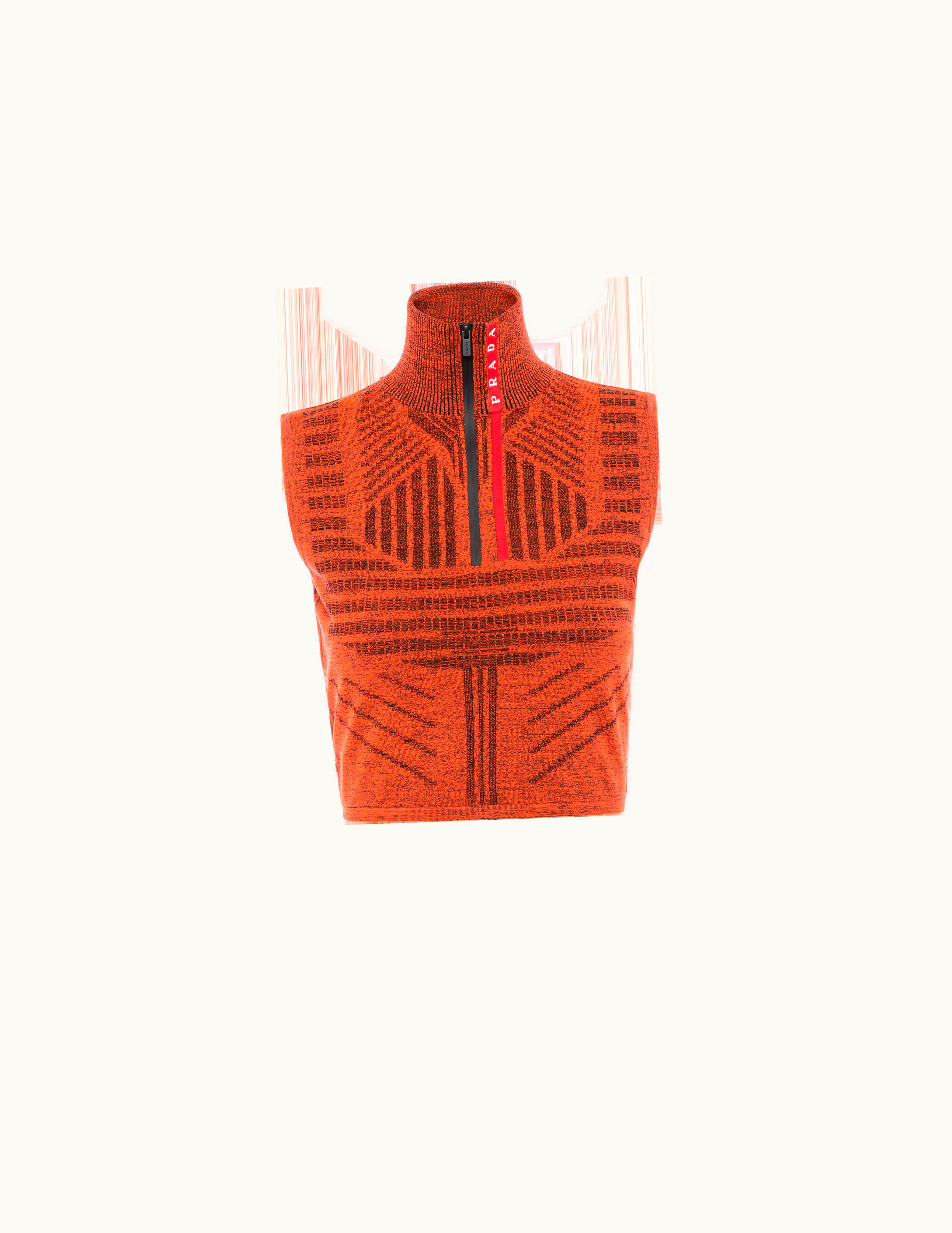 Prada Tec Rec Piqué Nylon Sleeveless Top