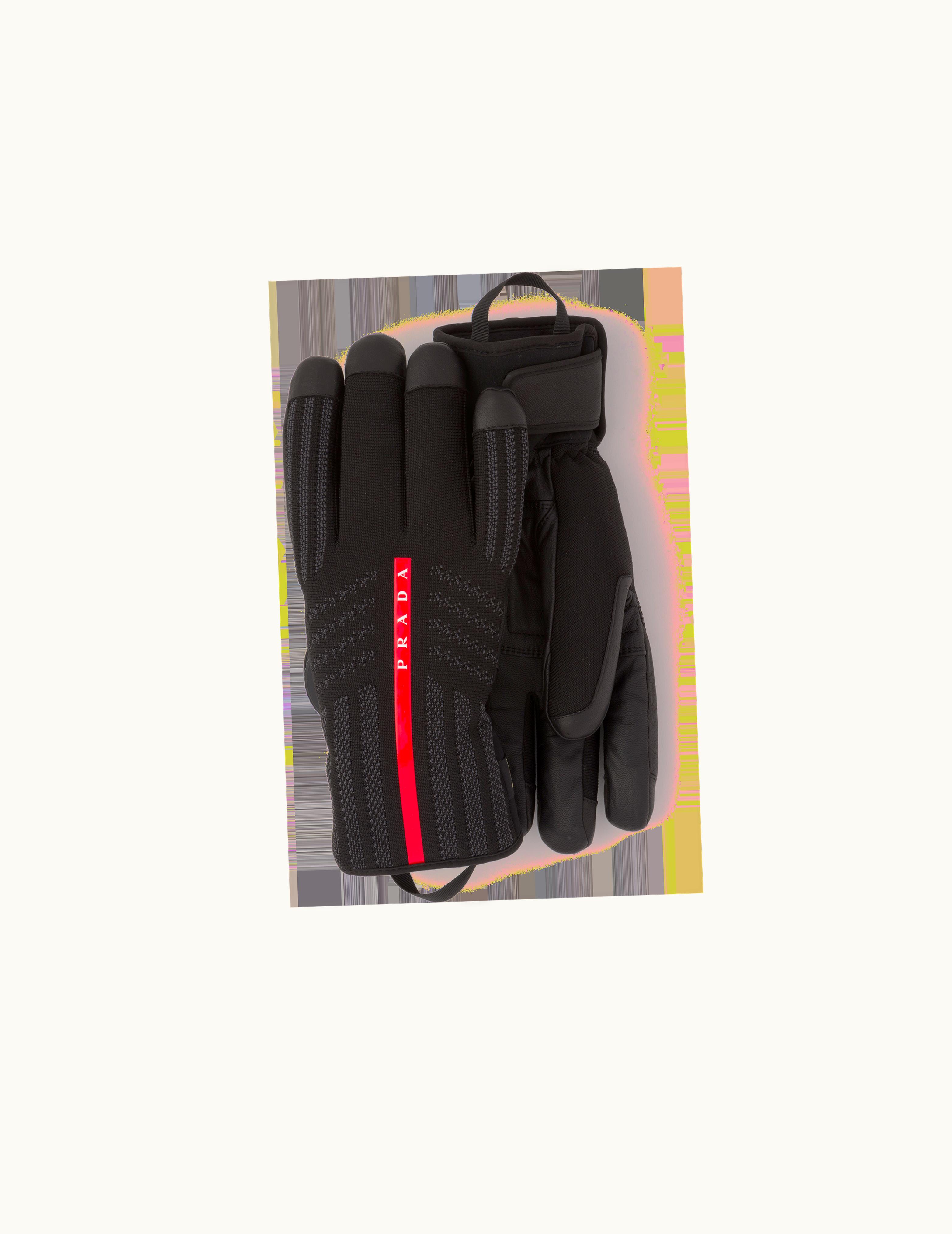 Prada Gore-Tex, Leather And Knit Ski Gloves