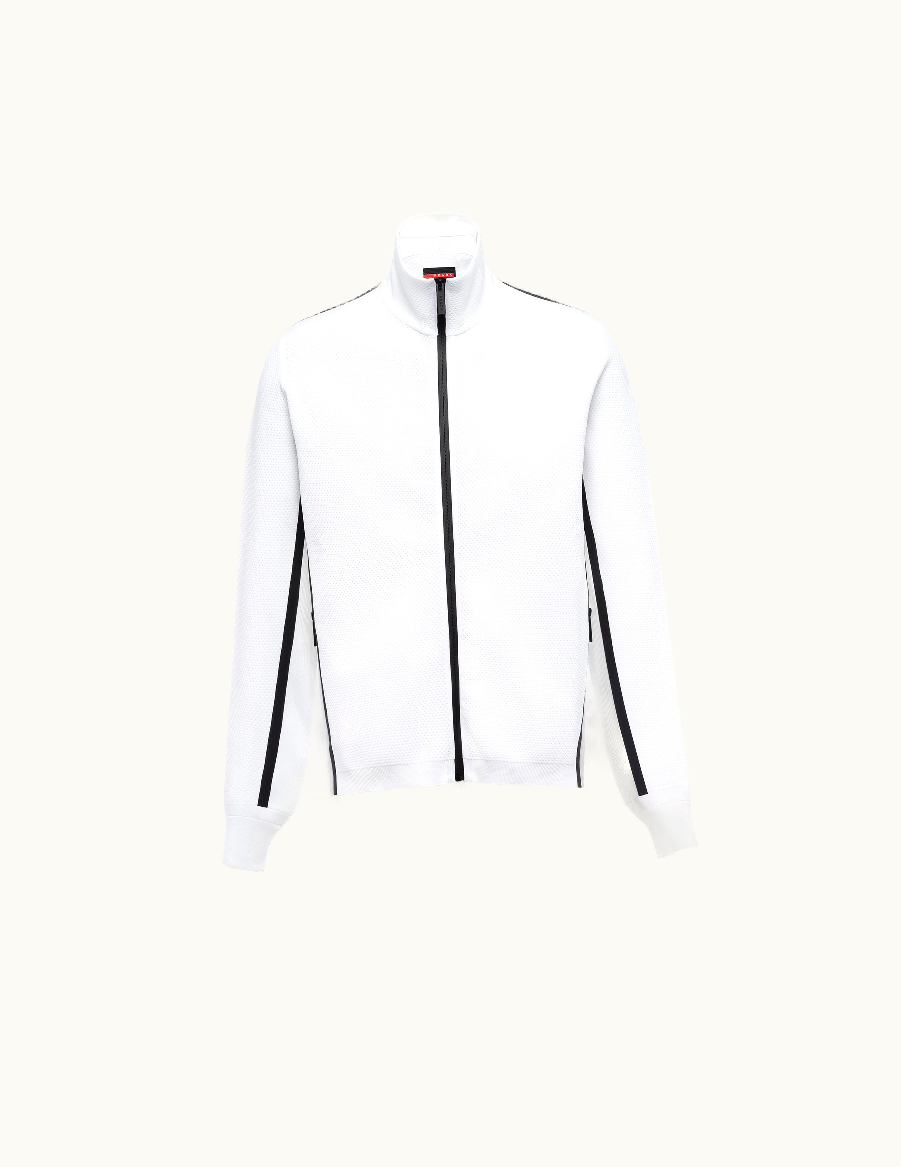 Prada Techno Knit Turtleneck Zip-Up Sweatshirt