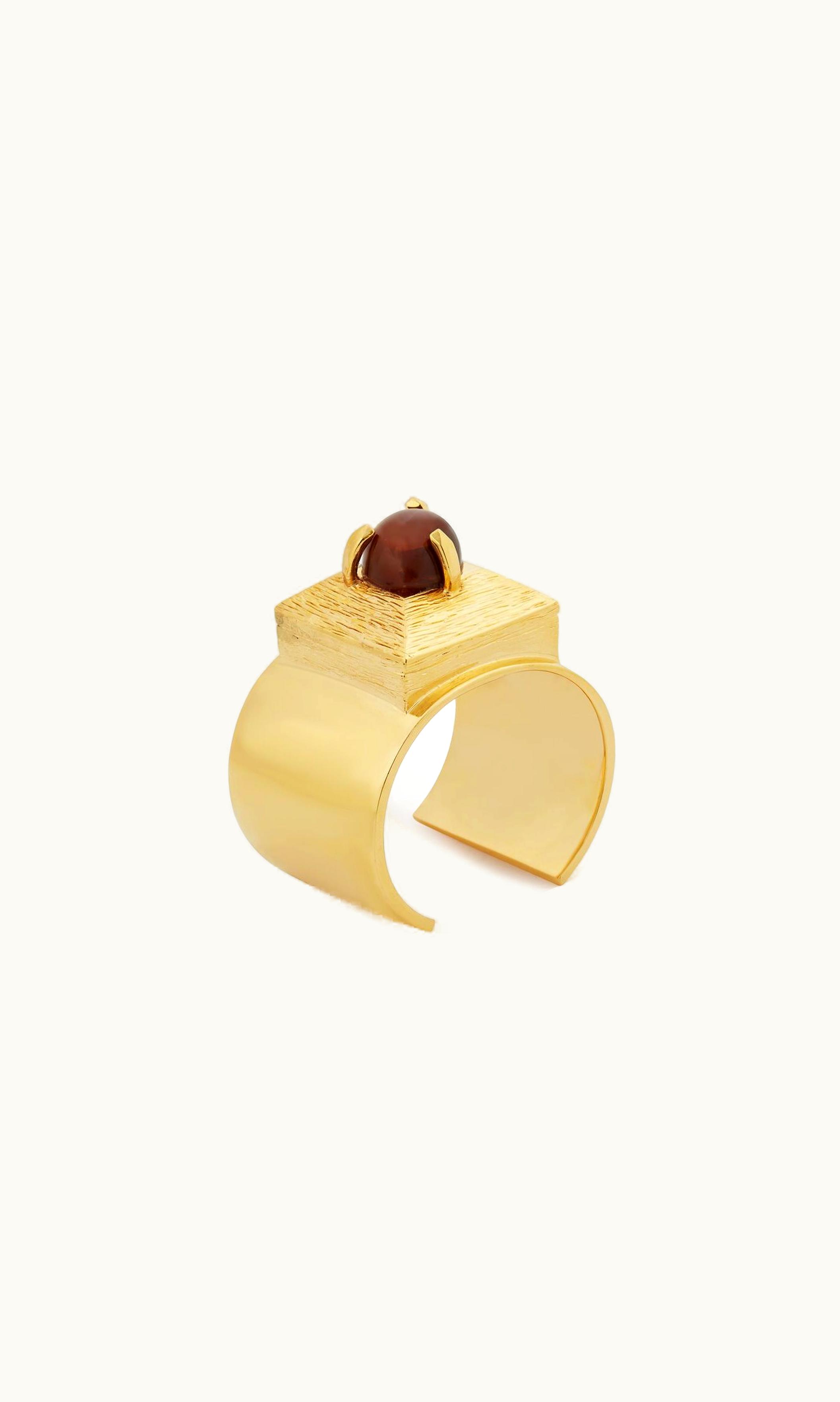 Saint Laurent Stone And Square Cuff In Metal