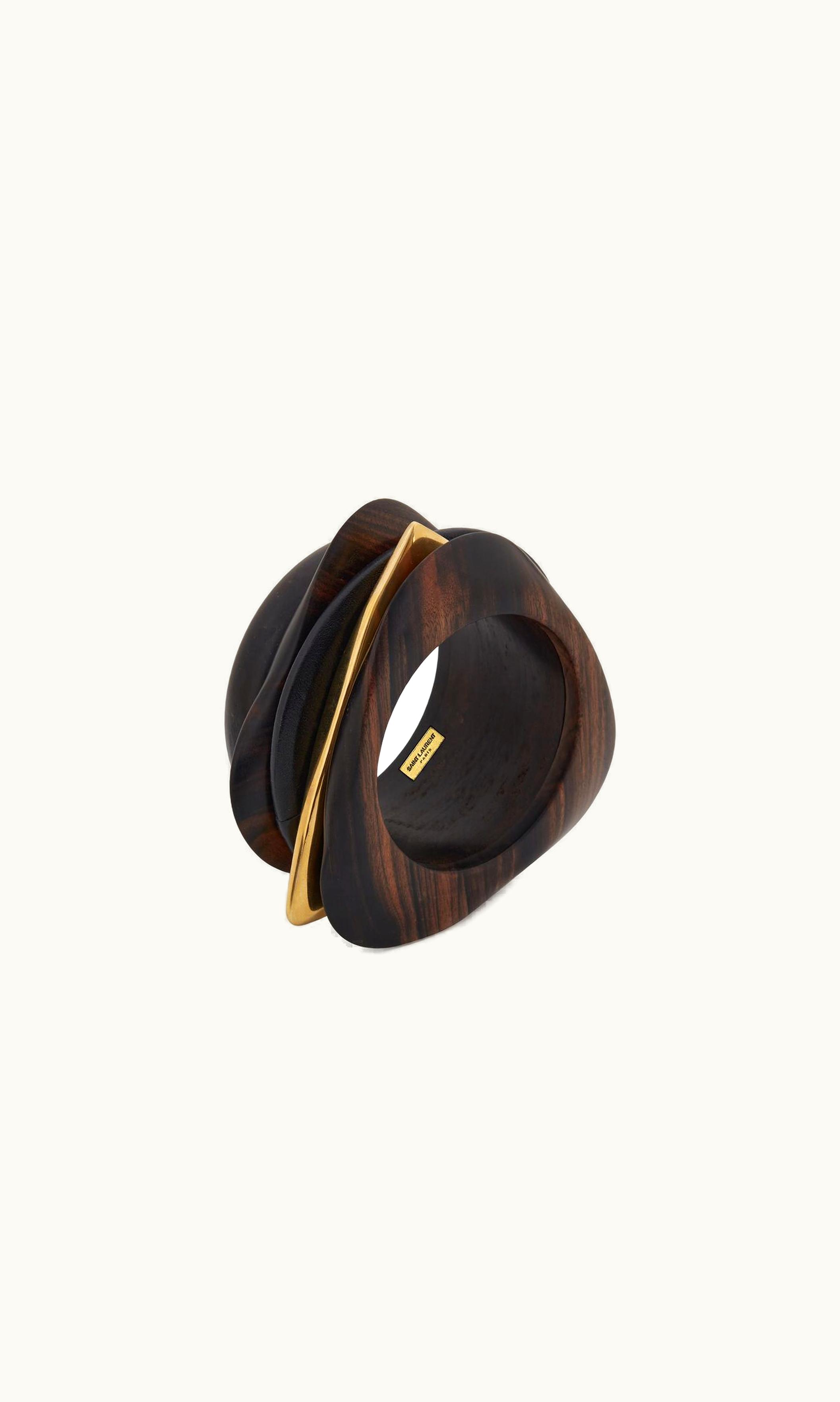 Saint Laurent Oversize Bangle In Wood, Bamboo And Metal