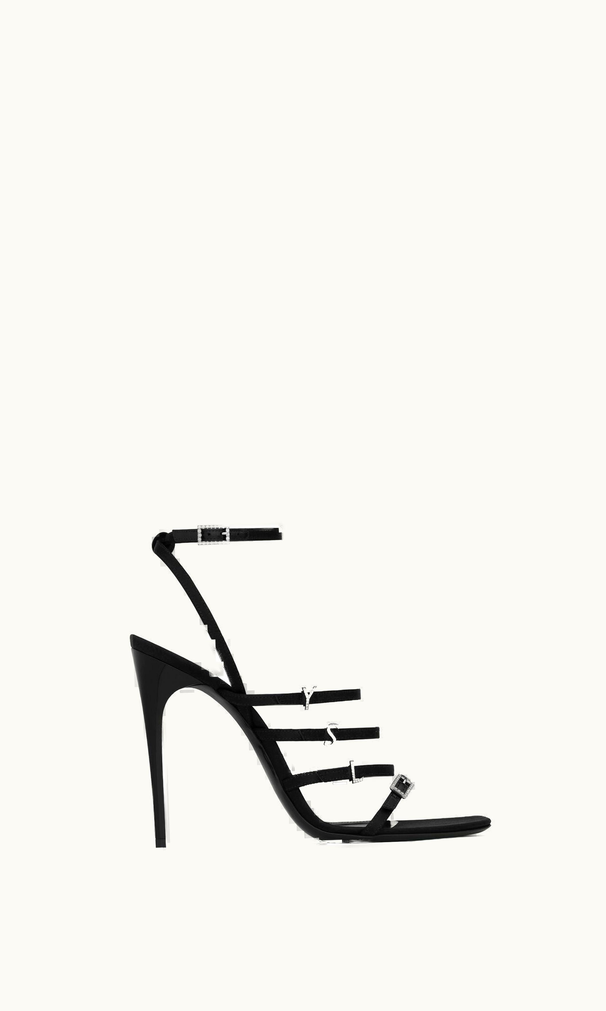 Saint Laurent Jerry Sandals In Crepe Satin And Rhinestones
