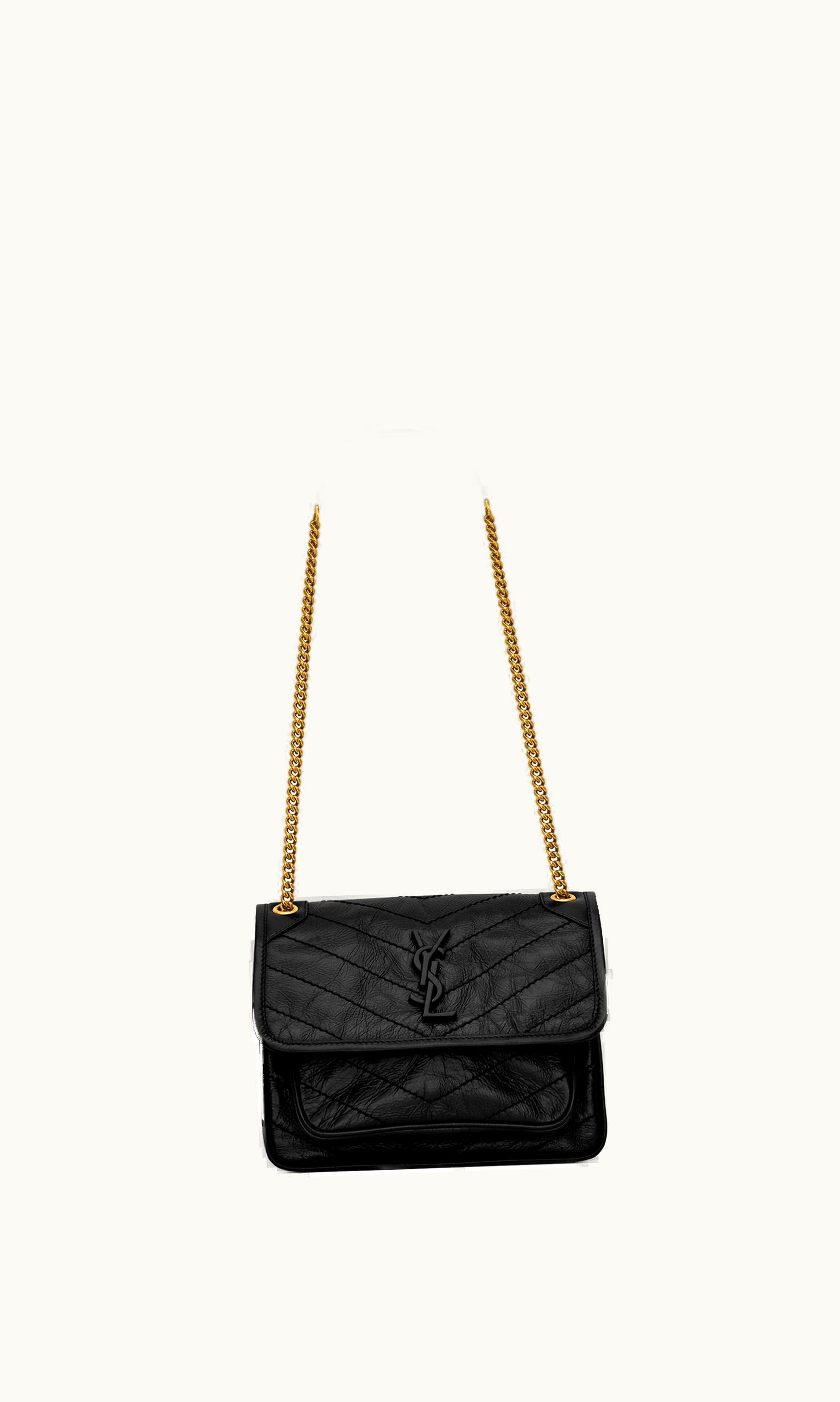 Saint Laurent Niki Baby Chain Bag In Crinkled Vintage Leather UZ0157281