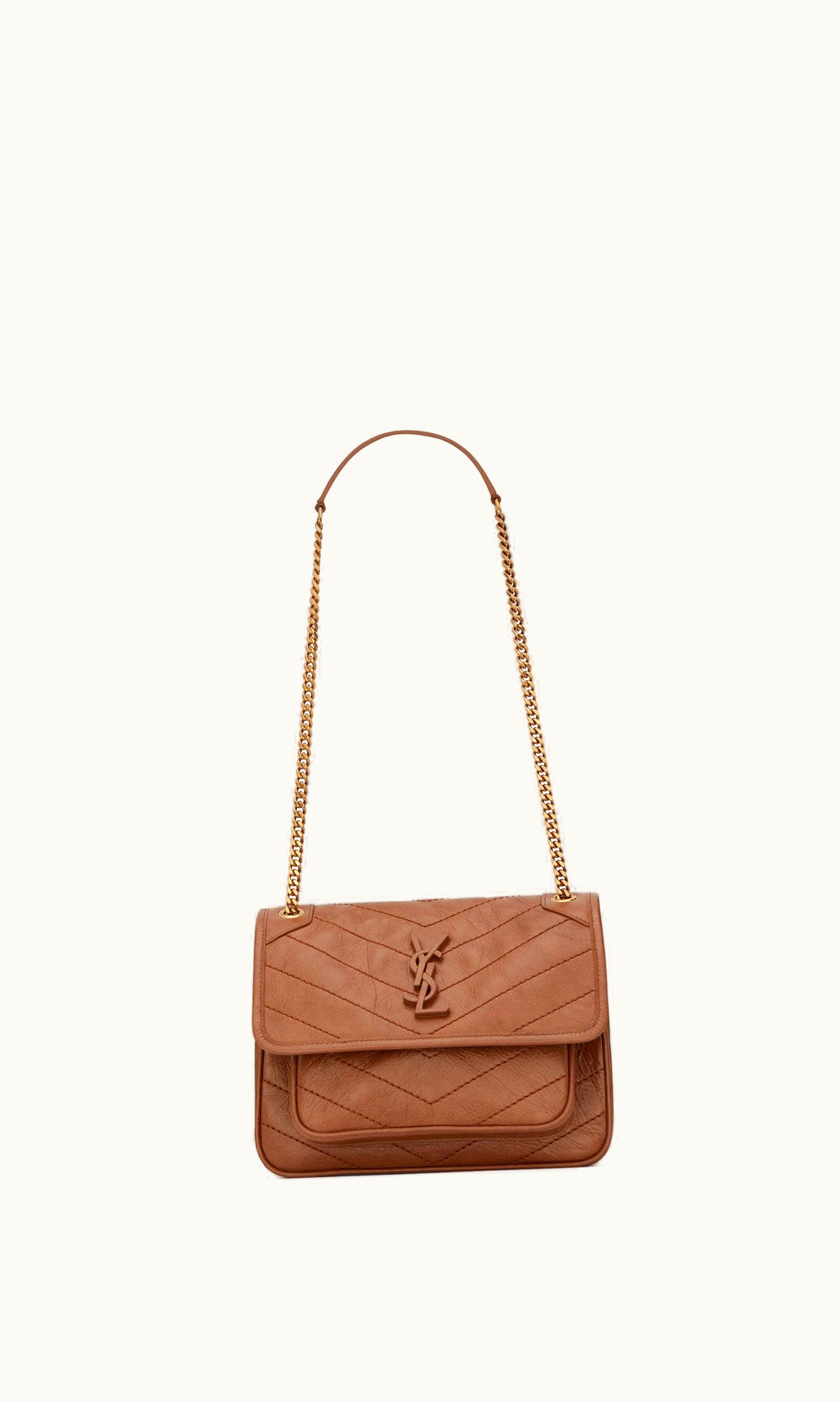 Saint Laurent Niki Baby Chain Bag In Crinkled Vintage Vegetable-Tanned Leather UZ0157282