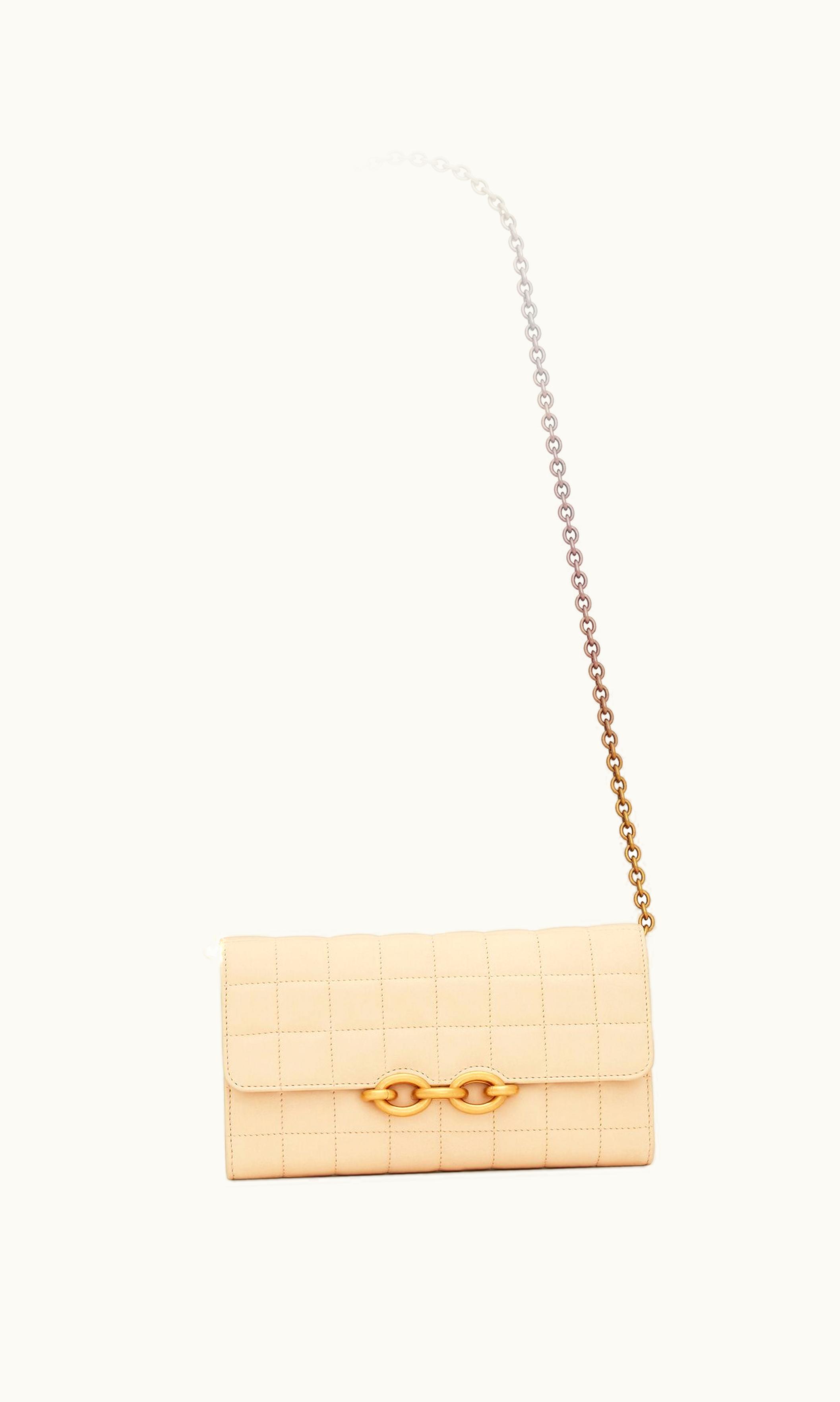 Saint Laurent Le Maillon Chain Wallet In Quilted Nubuck Suede