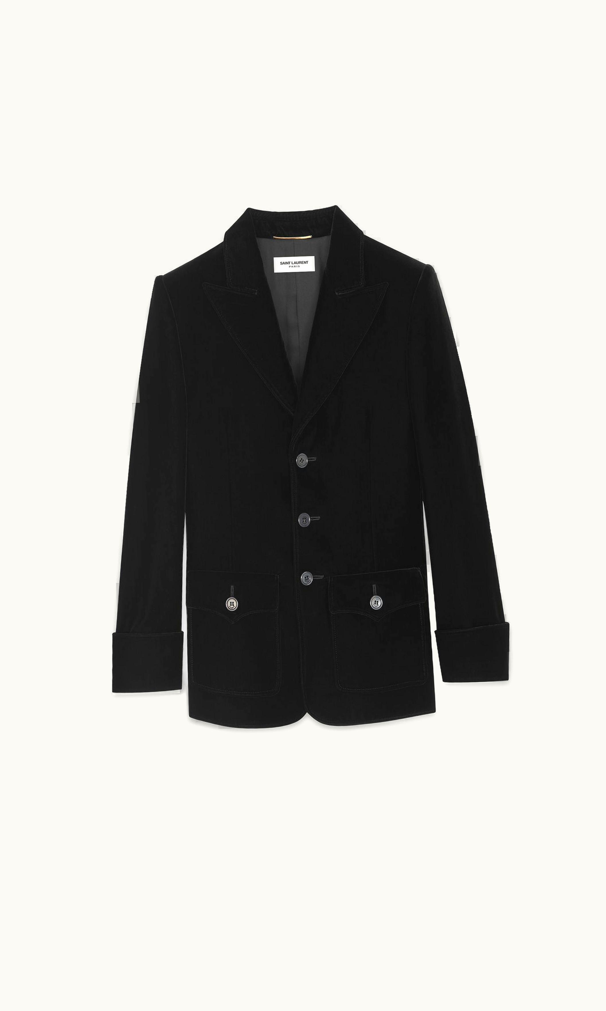Saint Laurent Short Single-Breasted Jacket In Cupro Velvet