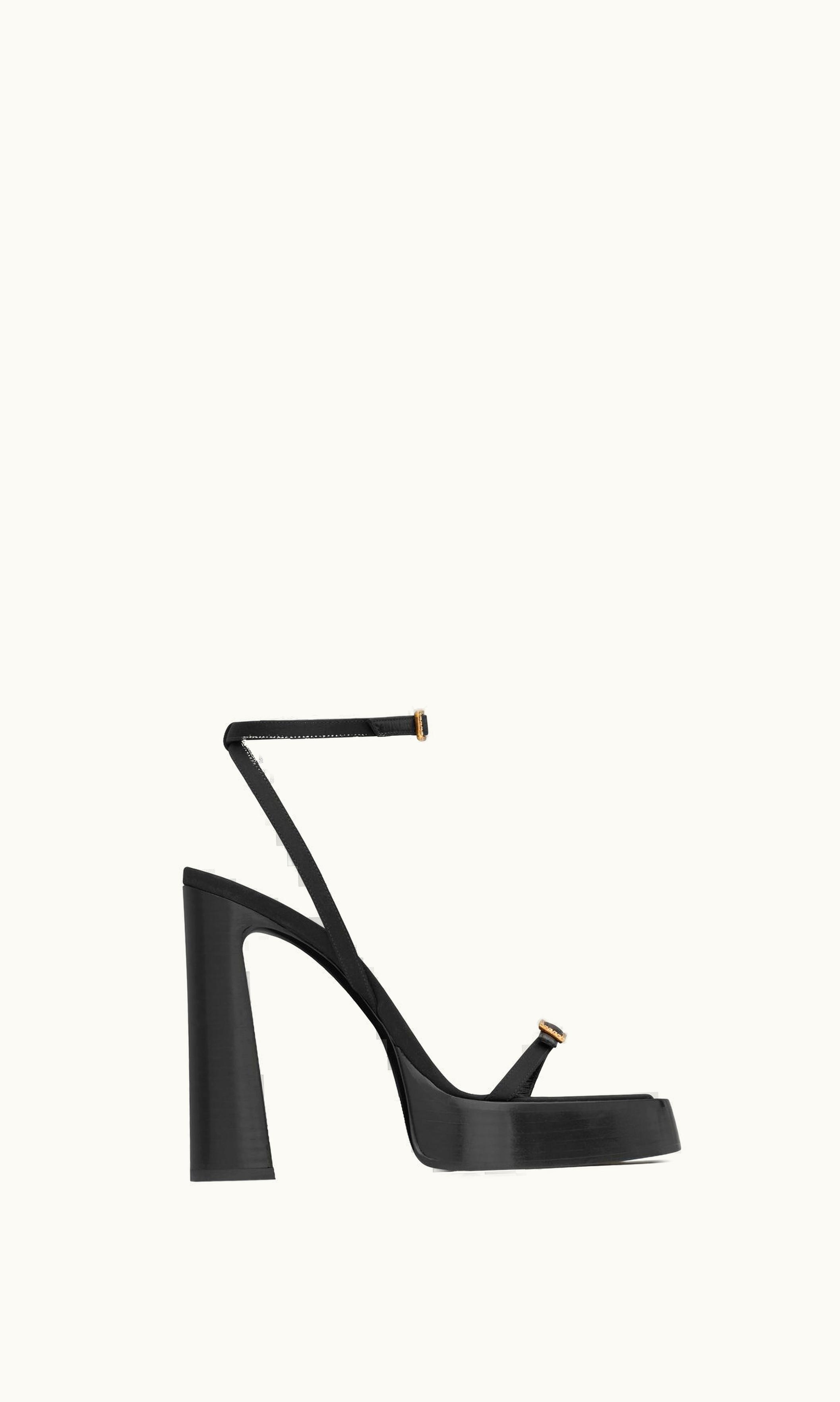 Saint Laurent Platz Platform Sandals In Crepe Satin