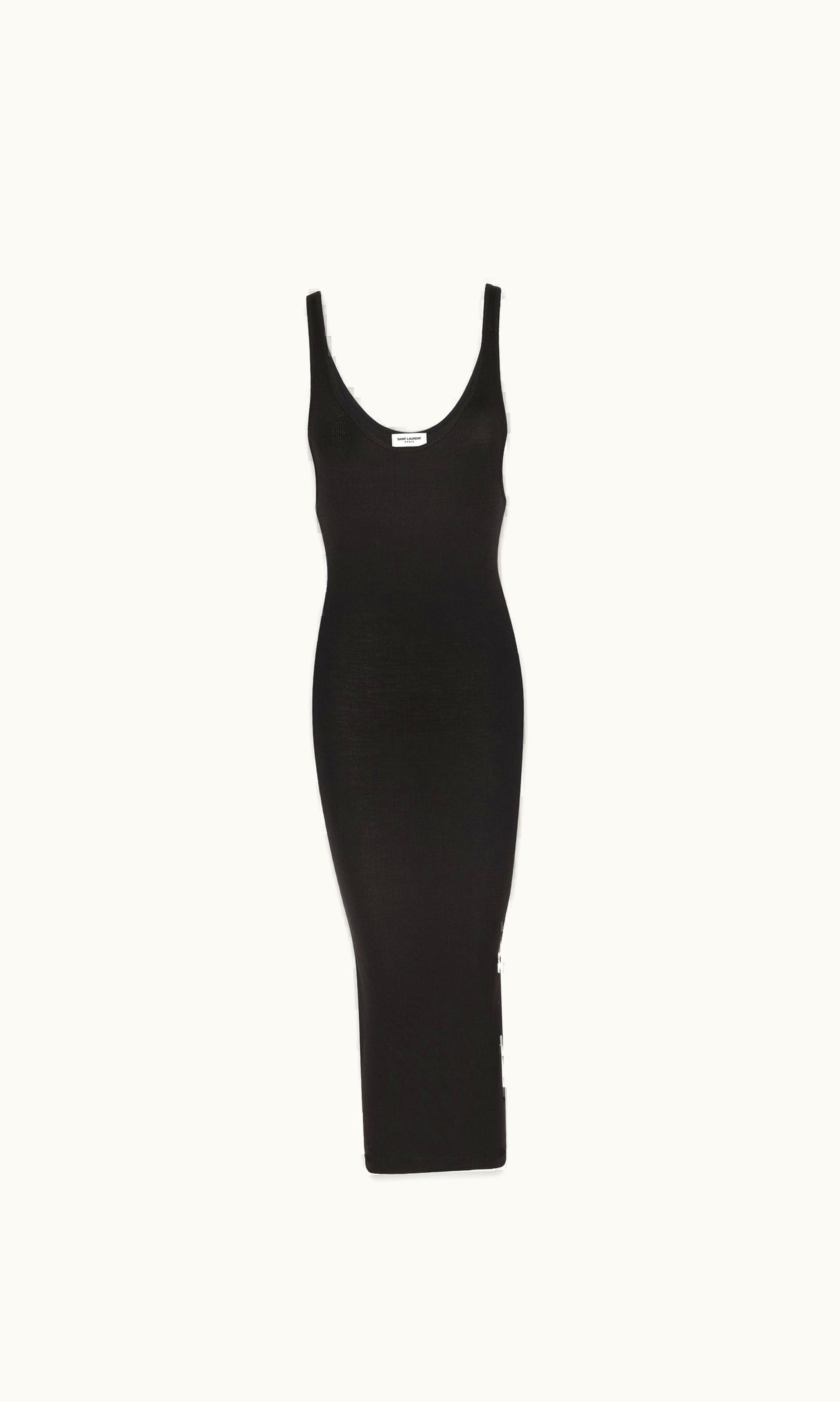 Saint Laurent Tank Top Dress In Ribbed Silk Jersey
