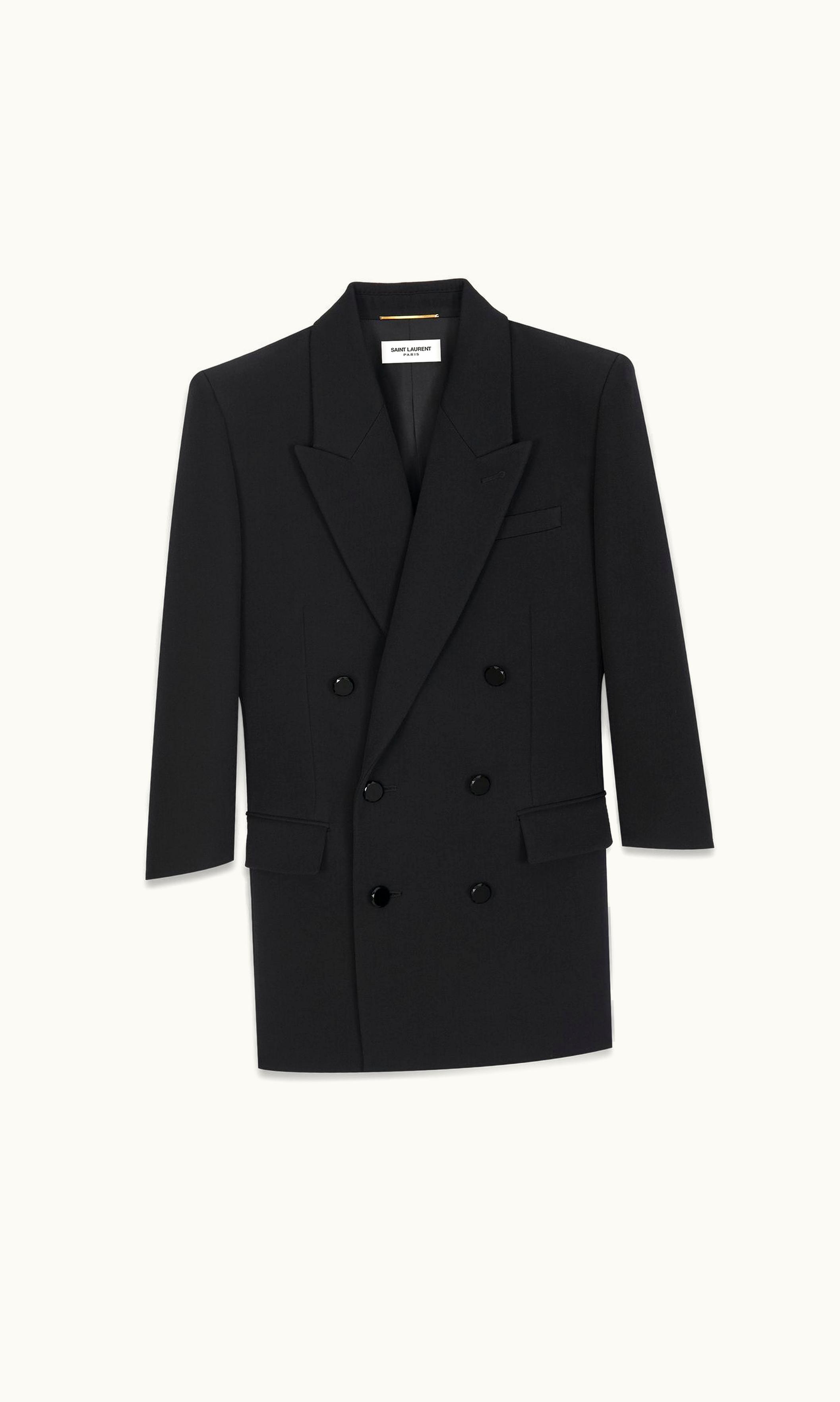 Saint Laurent Double-Breasted Tailored Dress In Grain De Poudre