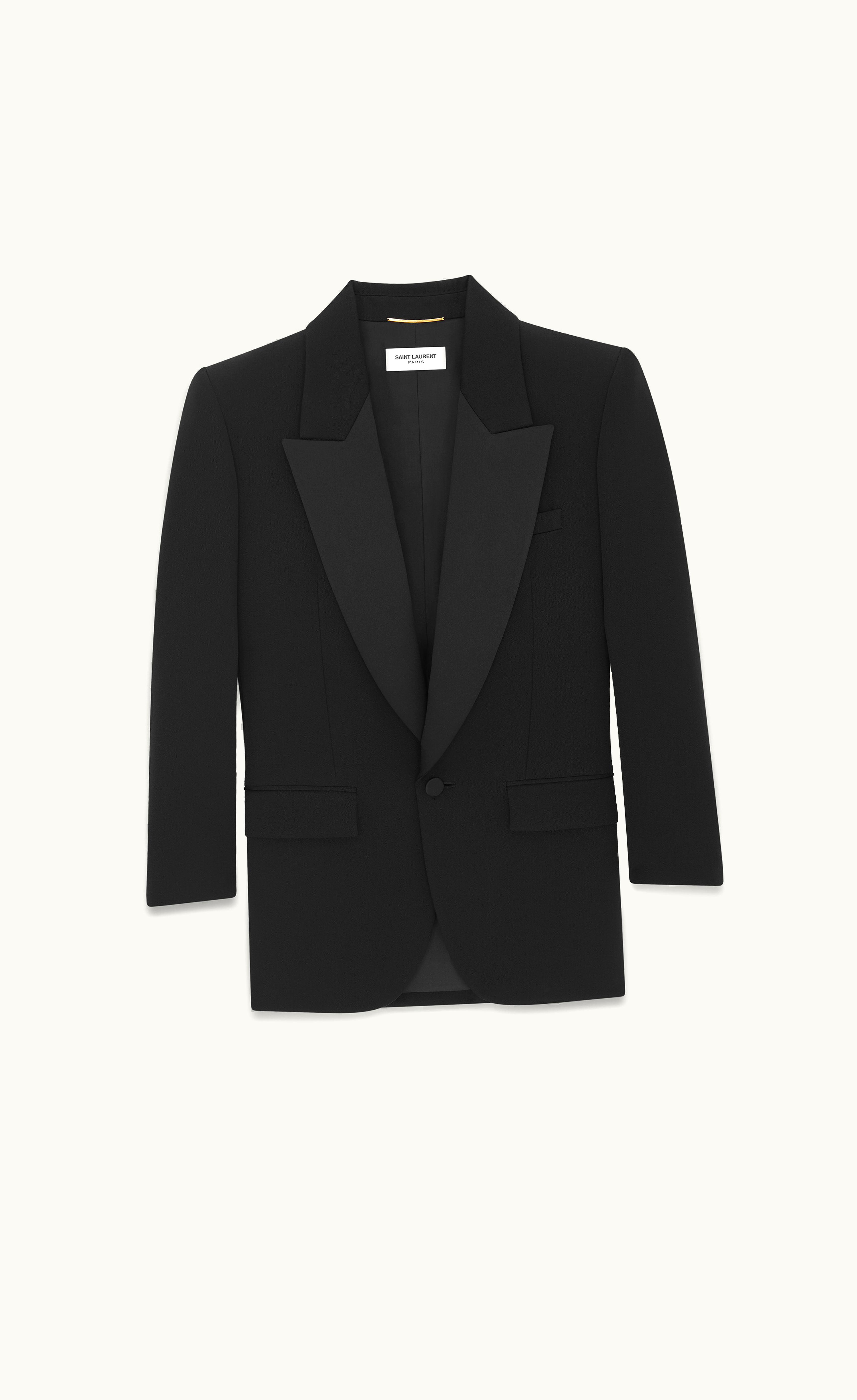 Saint Laurent Single-Breasted Tuxedo Jacket In Grain De Poudre UZ0157469
