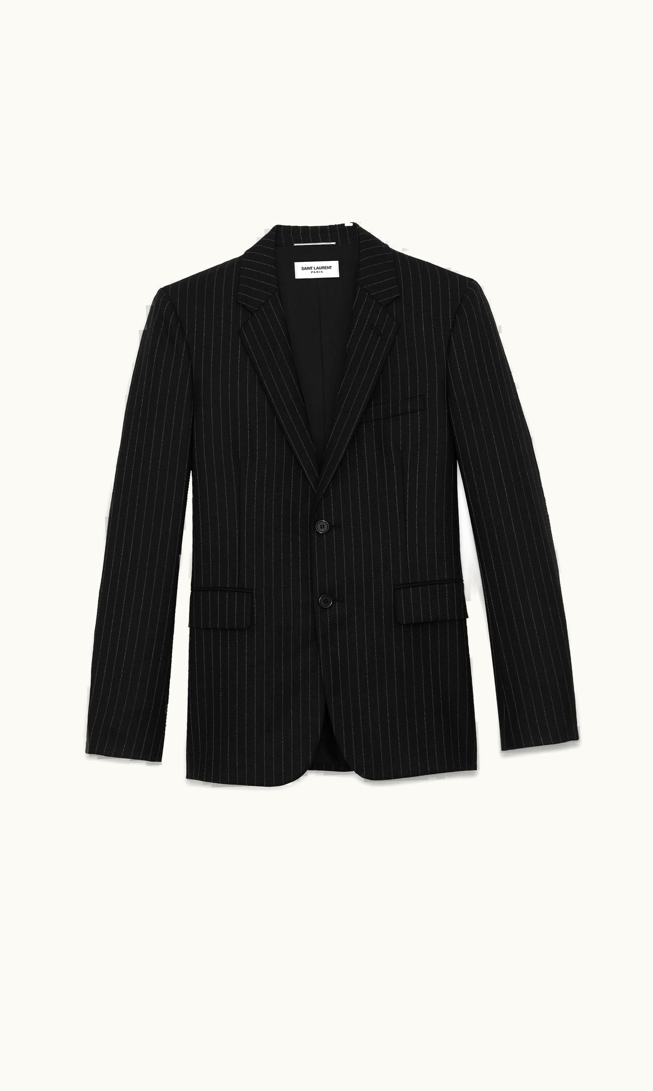 Saint Laurent Single-Breasted Jacket In Rive Gauche Striped Flannel